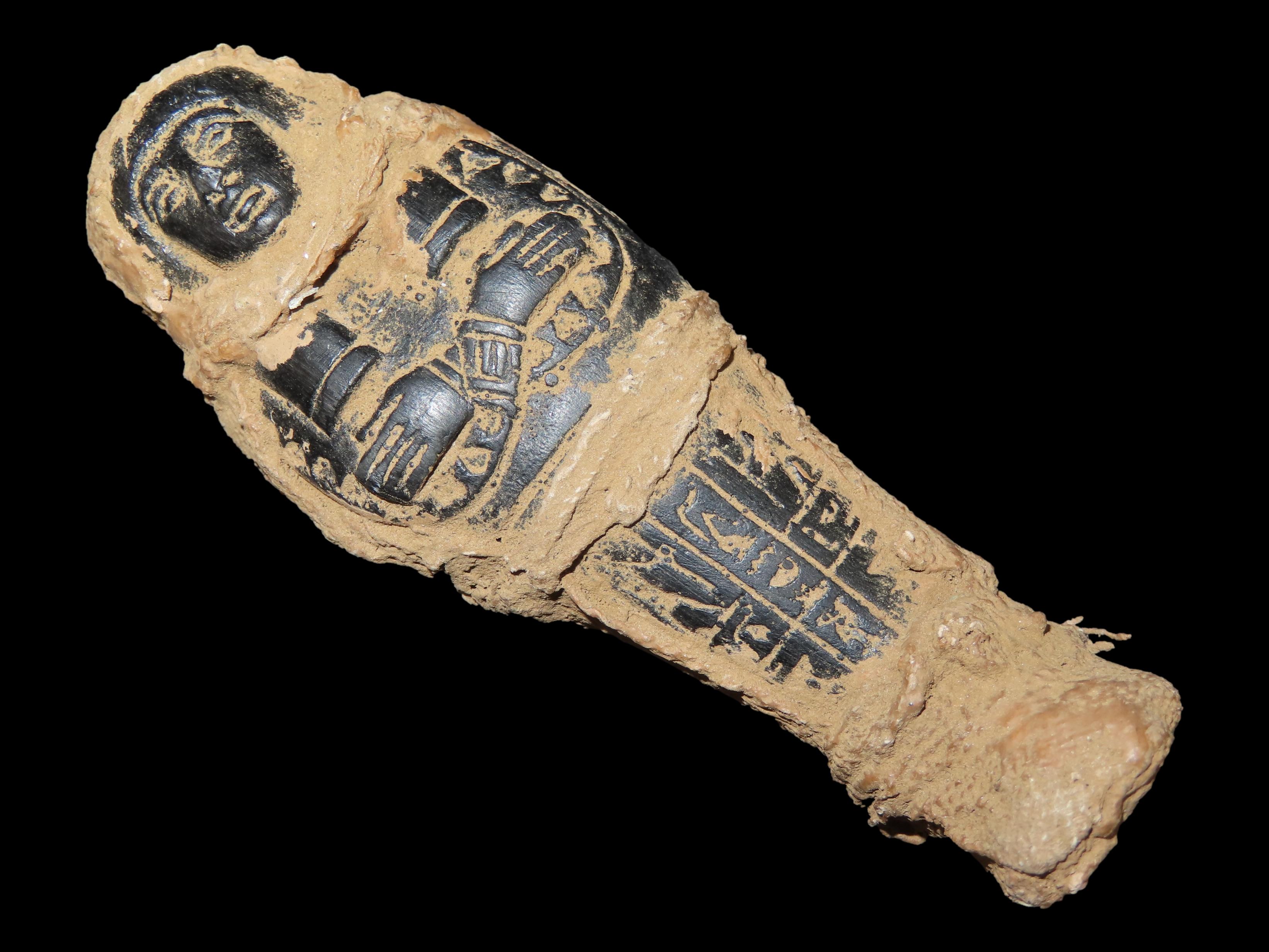 3 7/8" Egyptian Ushtabi / Shabti 1085-730 BC, Faience, Nice Example with nice Original Paint & Great Patina