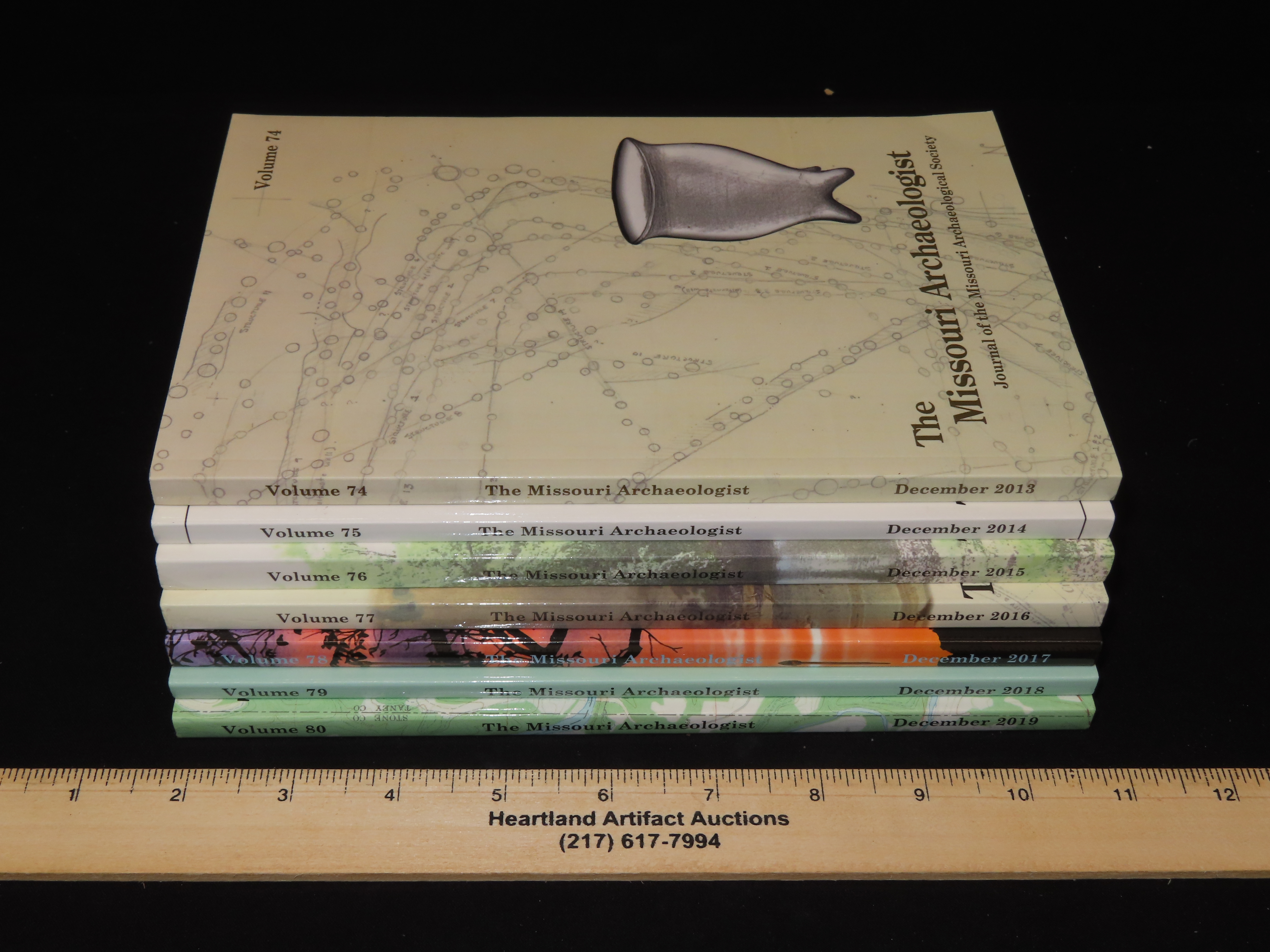 Lot of 6 Missouri Archaeologist. Full of Pics & Articles on all kinds of Artifacts & Sites. 2013-2019, Only one issue printed per year on th