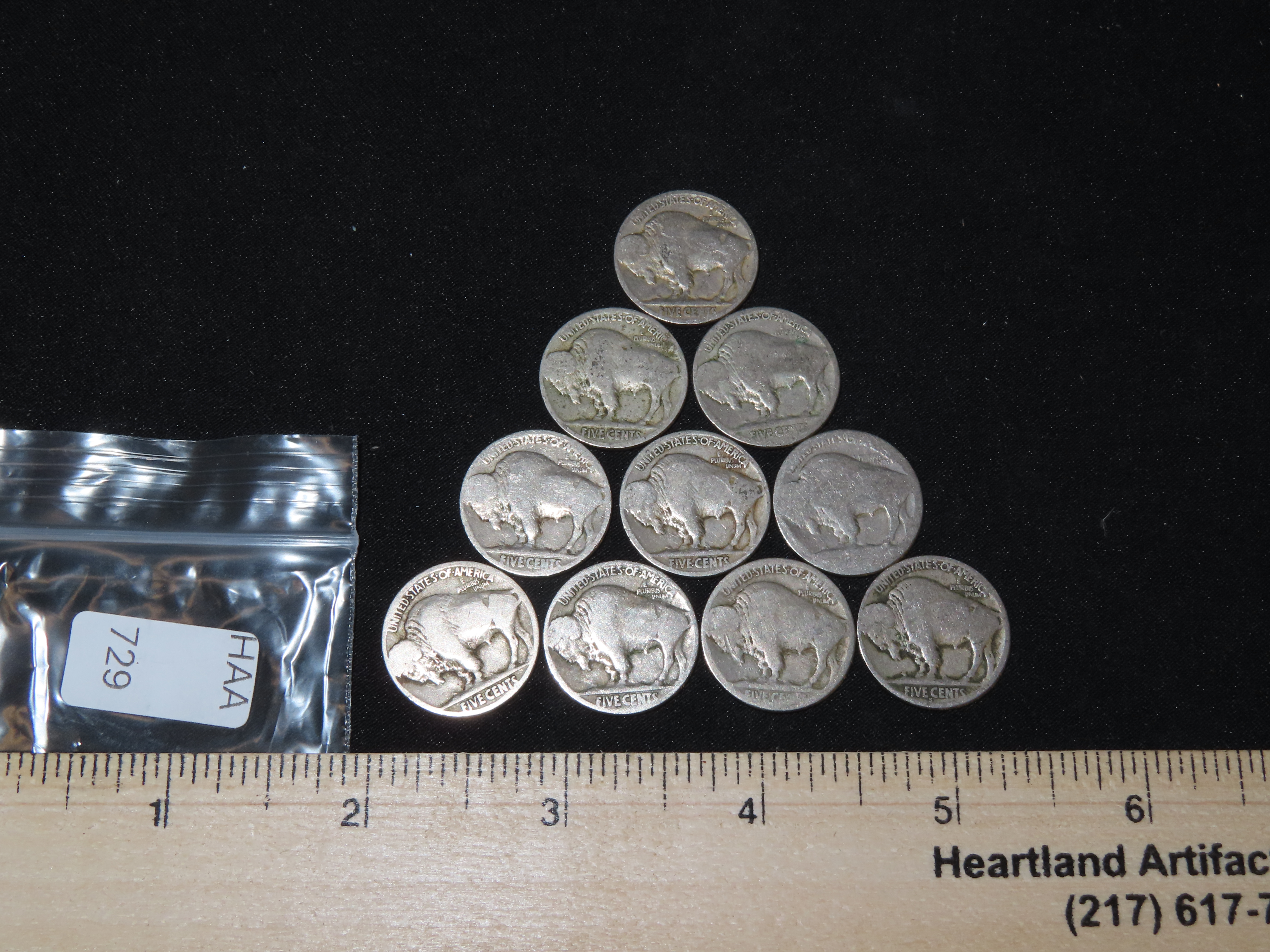 Lot of 10 Buffalo Nickels from 1913-1938, Please View Pictures for Condition