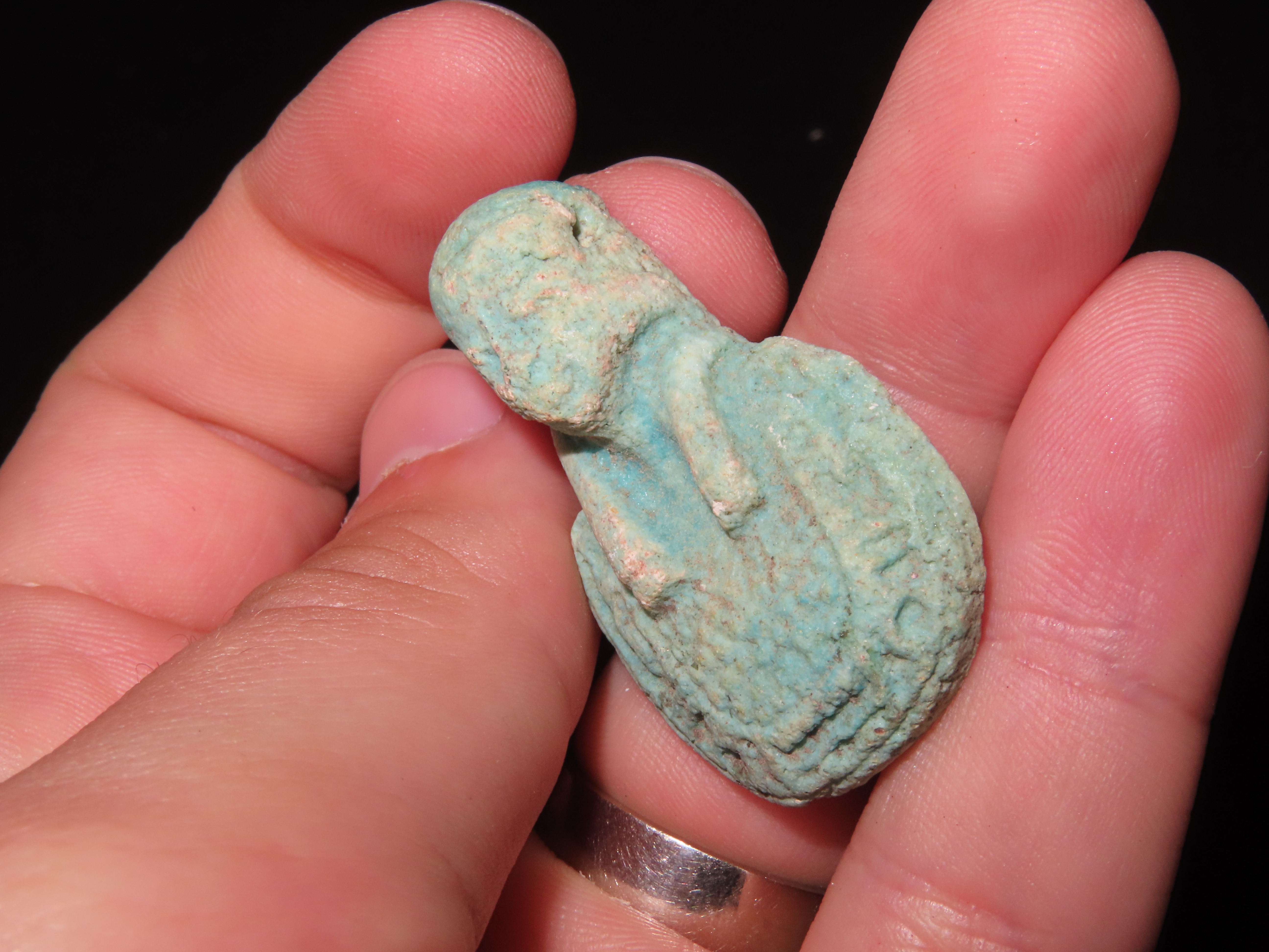 Nice Egyptian Faience Amulet, Pharoh, 1550-332BC. Great Example