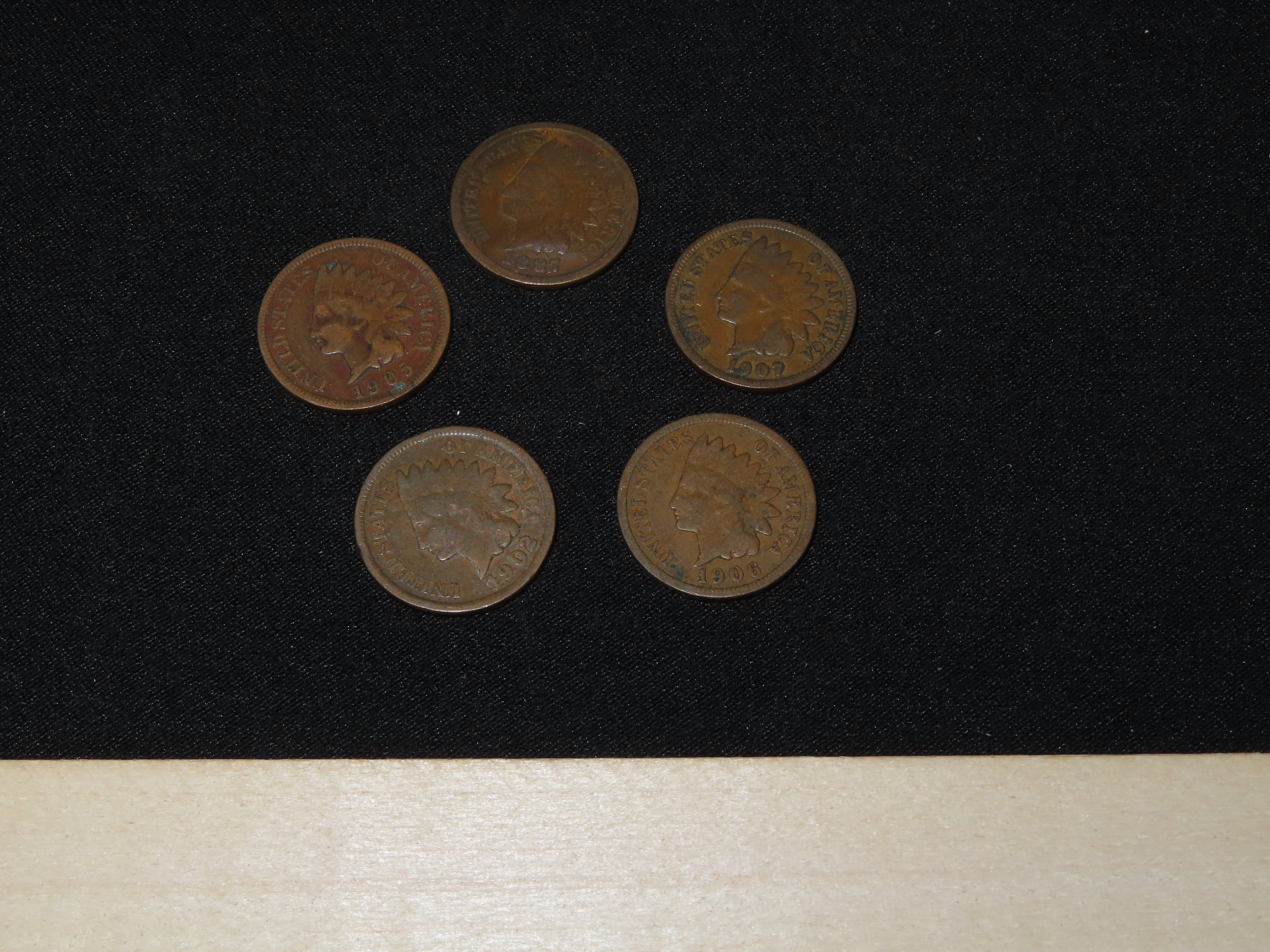 Lot of 5 All Different Date Indian Head Cents from 1800's & 1900's, Nice Original Condition United States Coins, U.S.> Currency