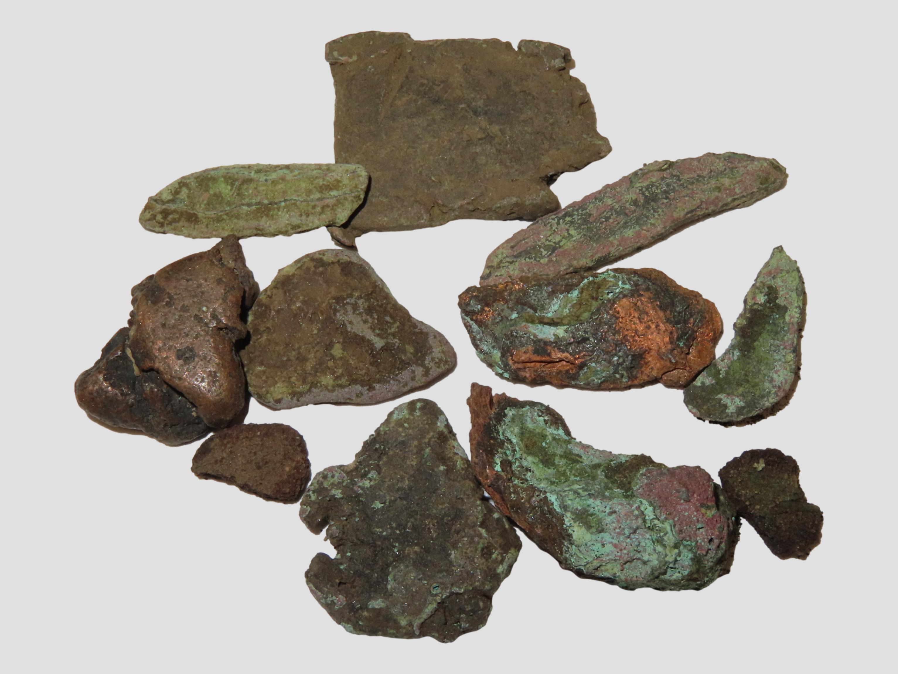 Lot of Old Copper Culture Artifacts, Awls, Knives, Preforms. Found in Wisconsin.