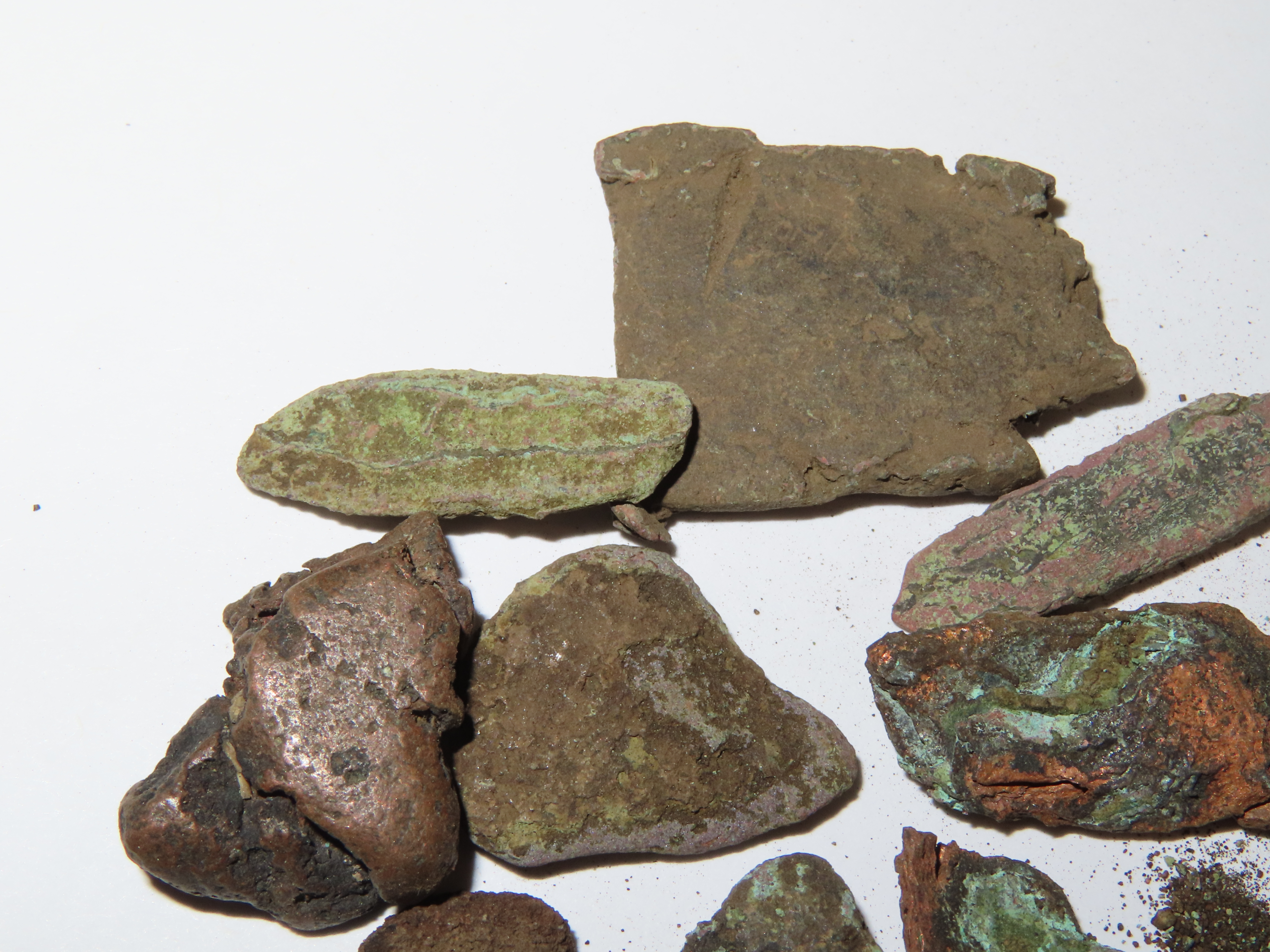 Lot of Old Copper Culture Artifacts, Awls, Knives, Preforms. Found in Wisconsin.