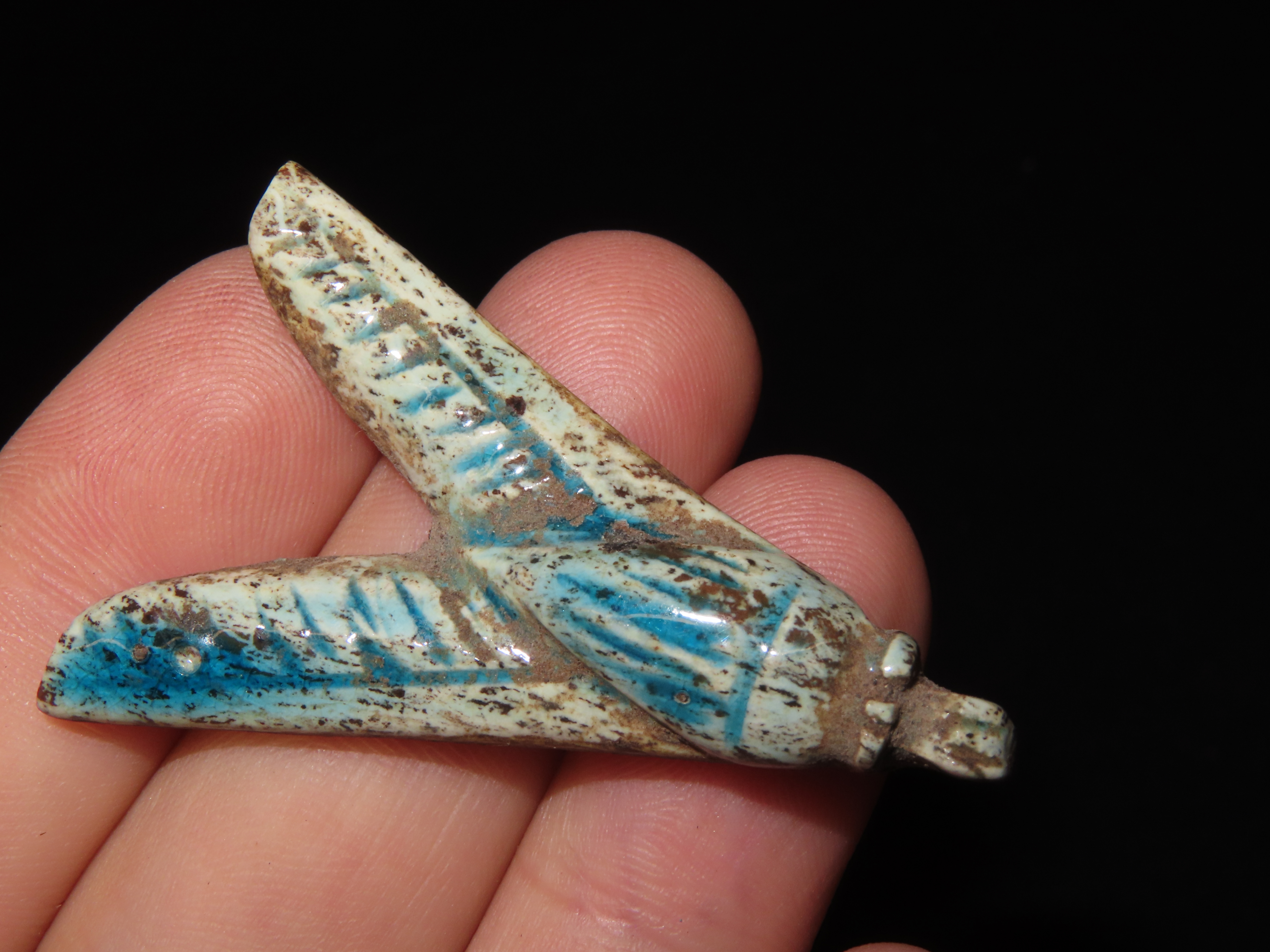 Nice Egyptian Faience Amulet, Fly Pendant, 1550-332BC. Great Example
