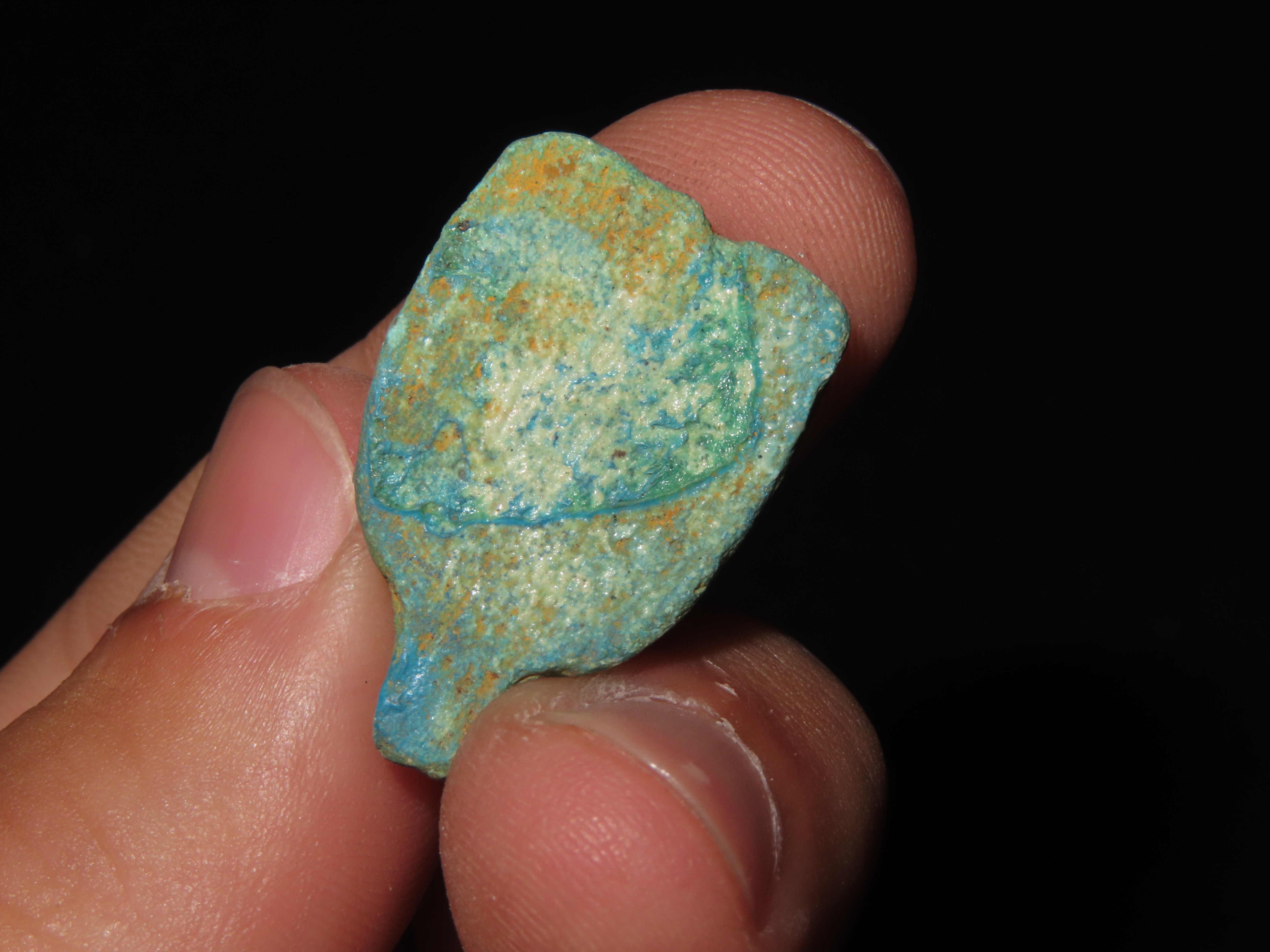 Lot of 3 Egyptian Pharoh Effigy Pendants, Ushtabi / Shabti 1085-730 BC, Faience, Nice Examples with nice Original Paint & Great Patina