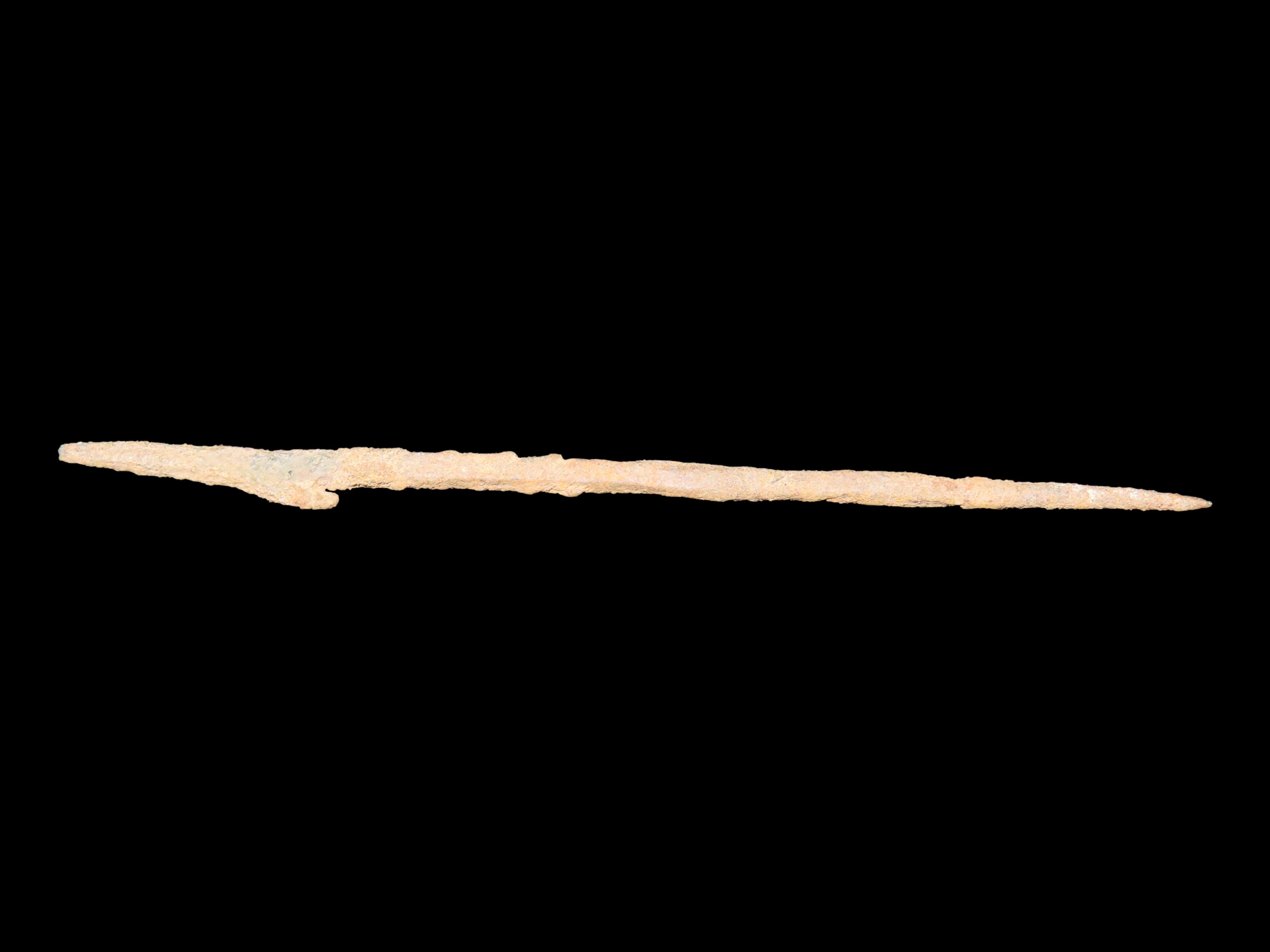 5 1/8" Egyptian Metal Barbed Spear, Iron Arrow Shaft, Egypt, Sahara Desert, Africa.