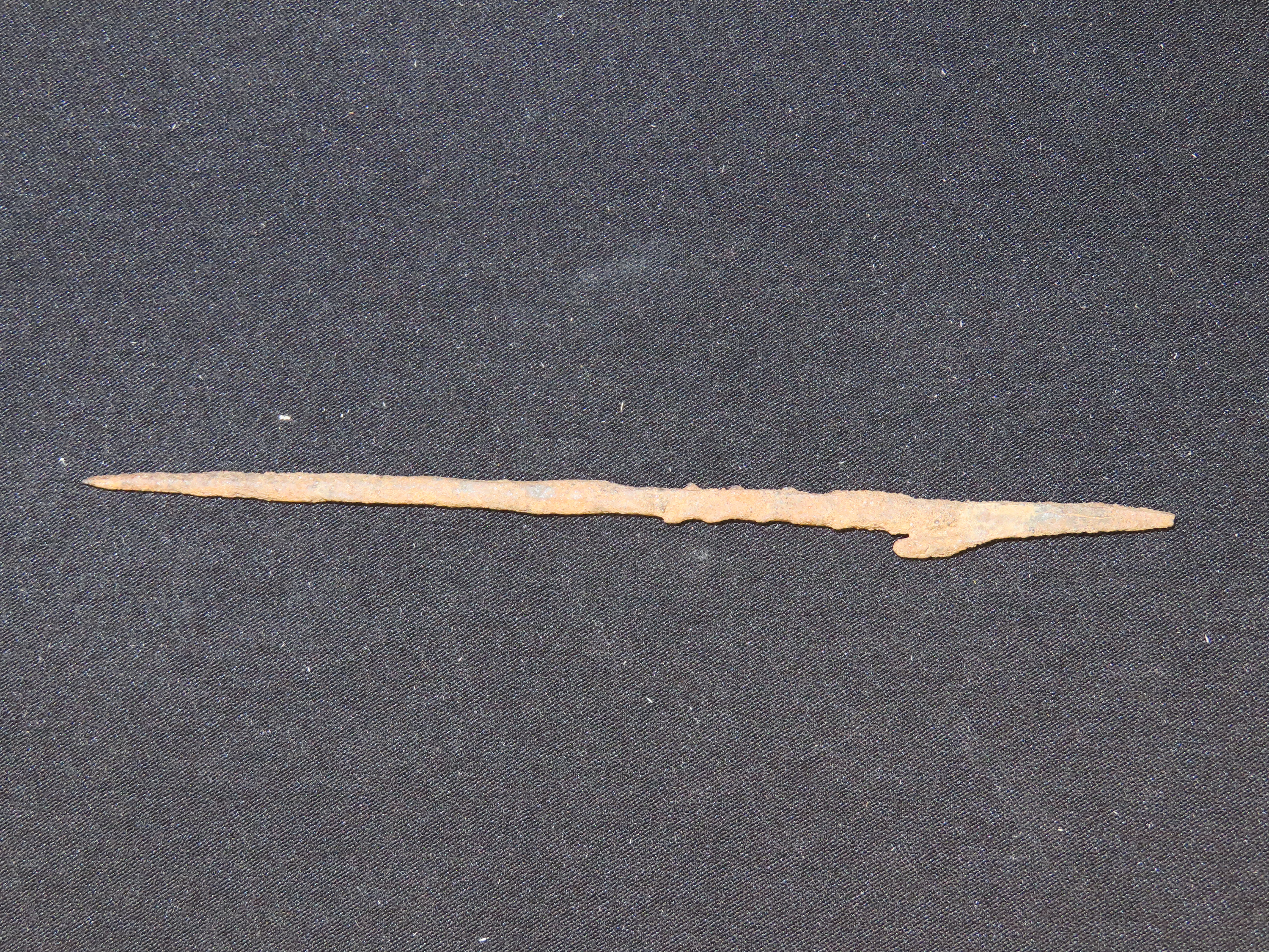 5 1/8" Egyptian Metal Barbed Spear, Iron Arrow Shaft, Egypt, Sahara Desert, Africa.