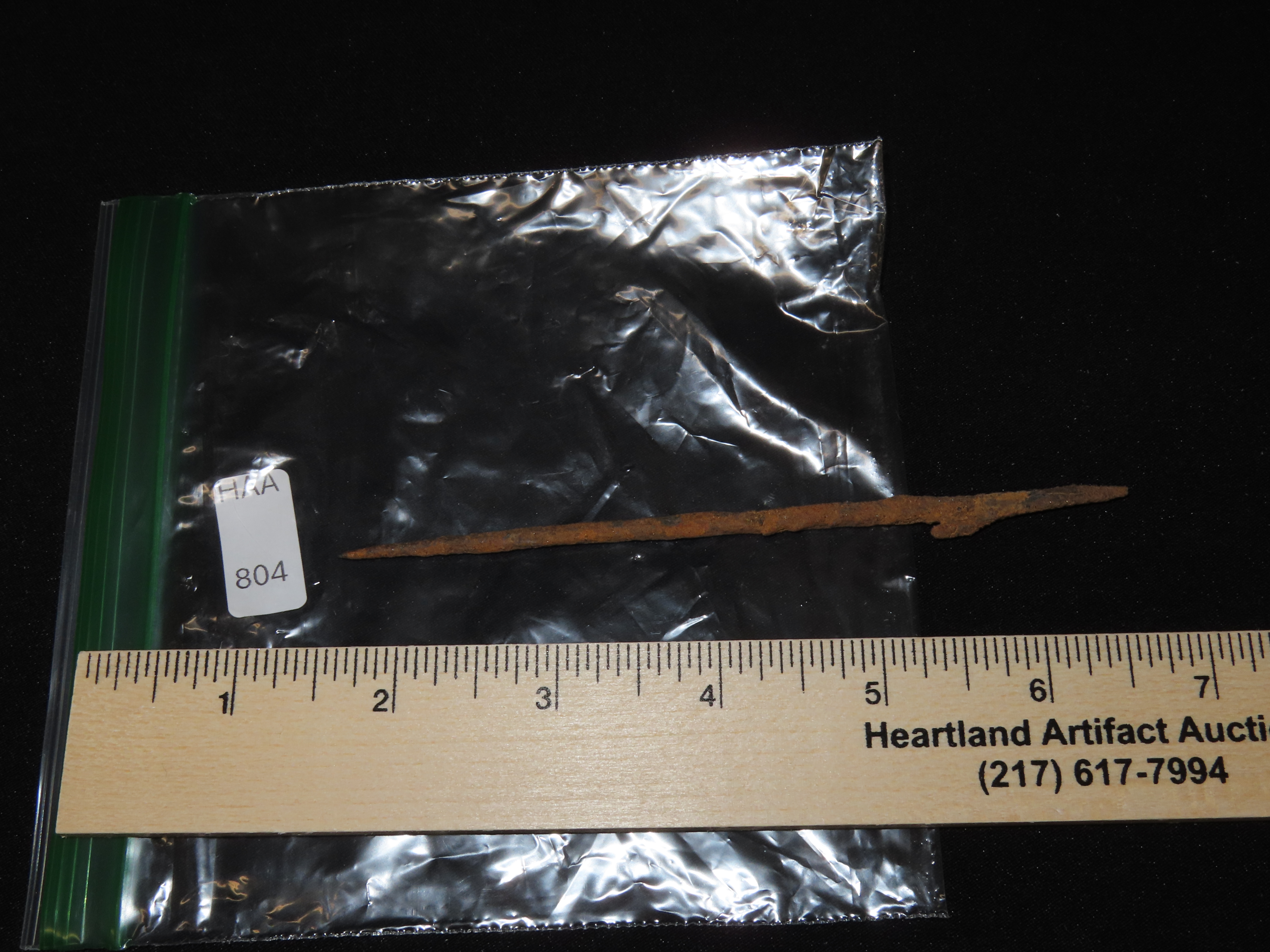 5 1/8" Egyptian Metal Barbed Spear, Iron Arrow Shaft, Egypt, Sahara Desert, Africa.