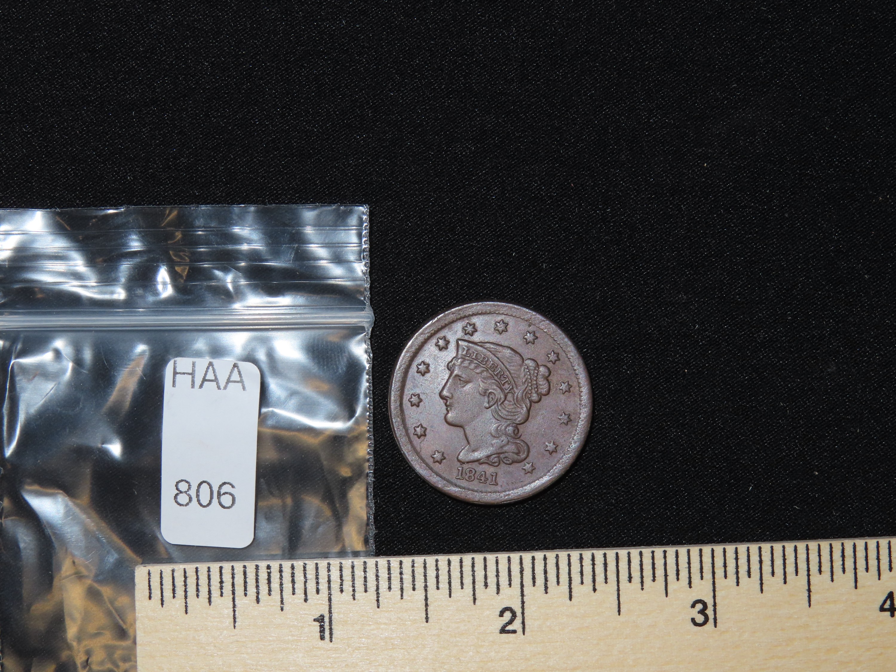 1841 Large Cent, Great Condition. Early U.S. Coin with amazing detials.