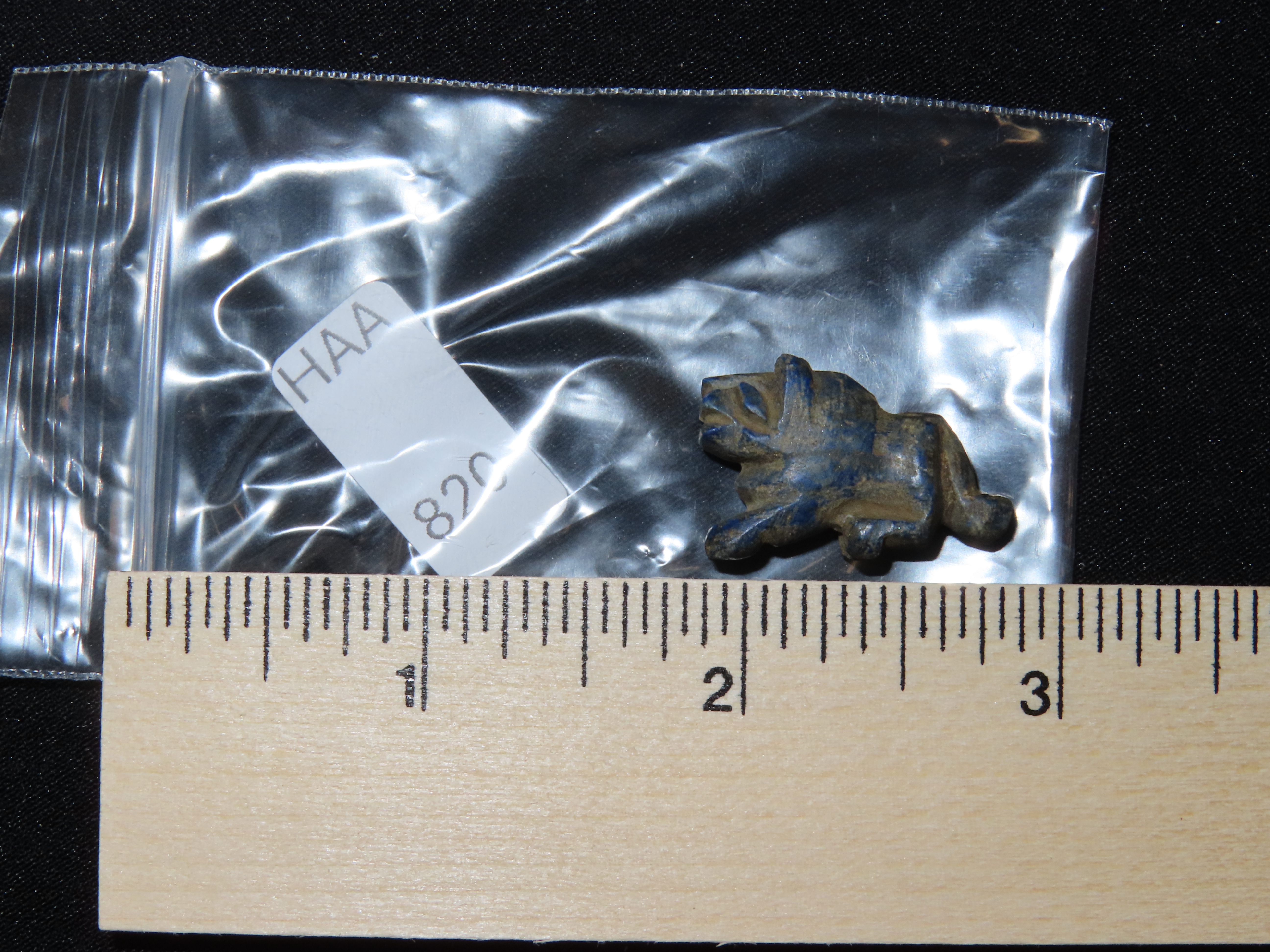 Nice Egyptian Blue Stone Amulet, Lion Effigy Pendant, 1550-332BC. Great Example