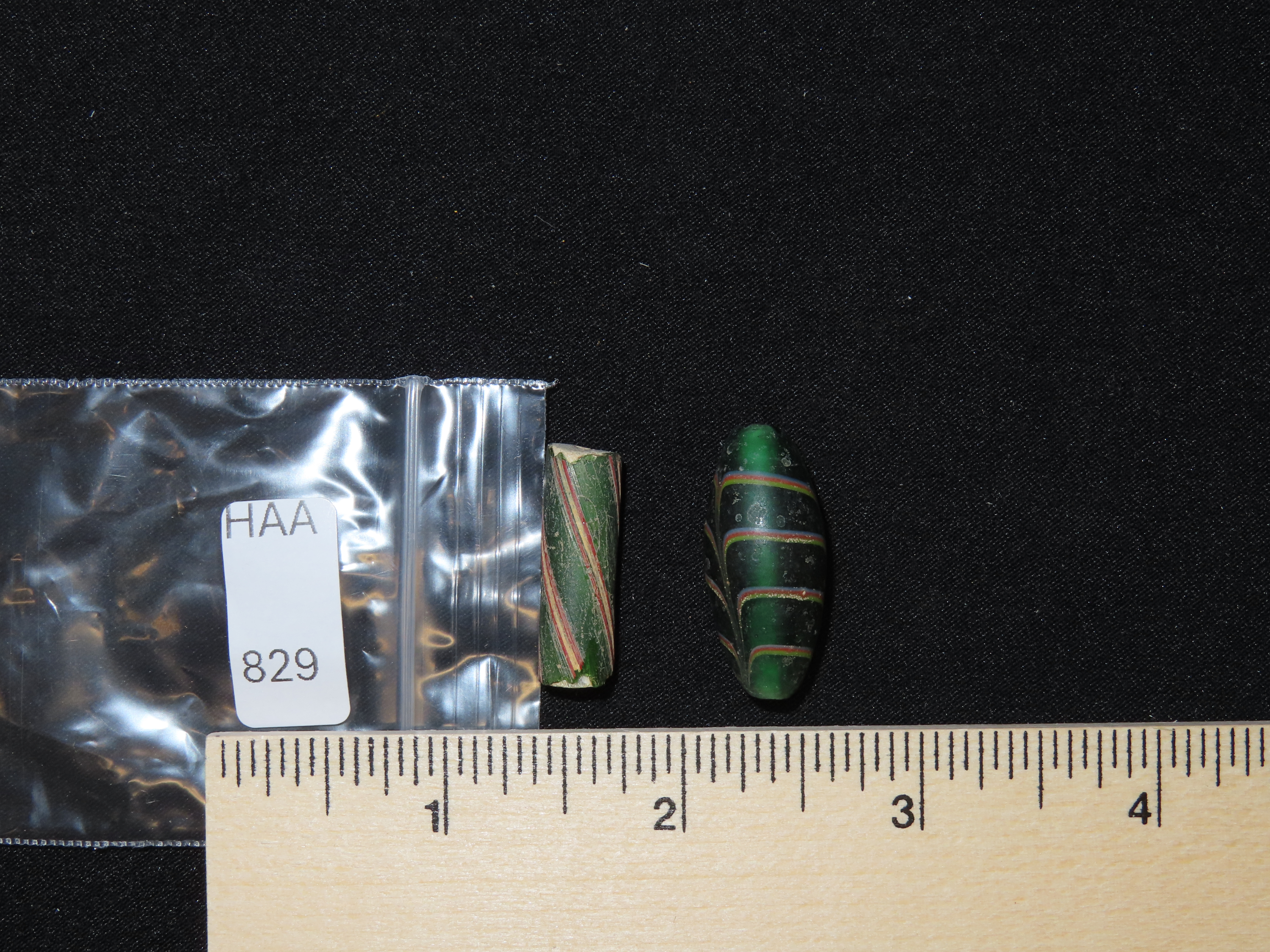 Colorful Pair of Venetian Glass Tradee Beads, Nice Old examples with great patina.