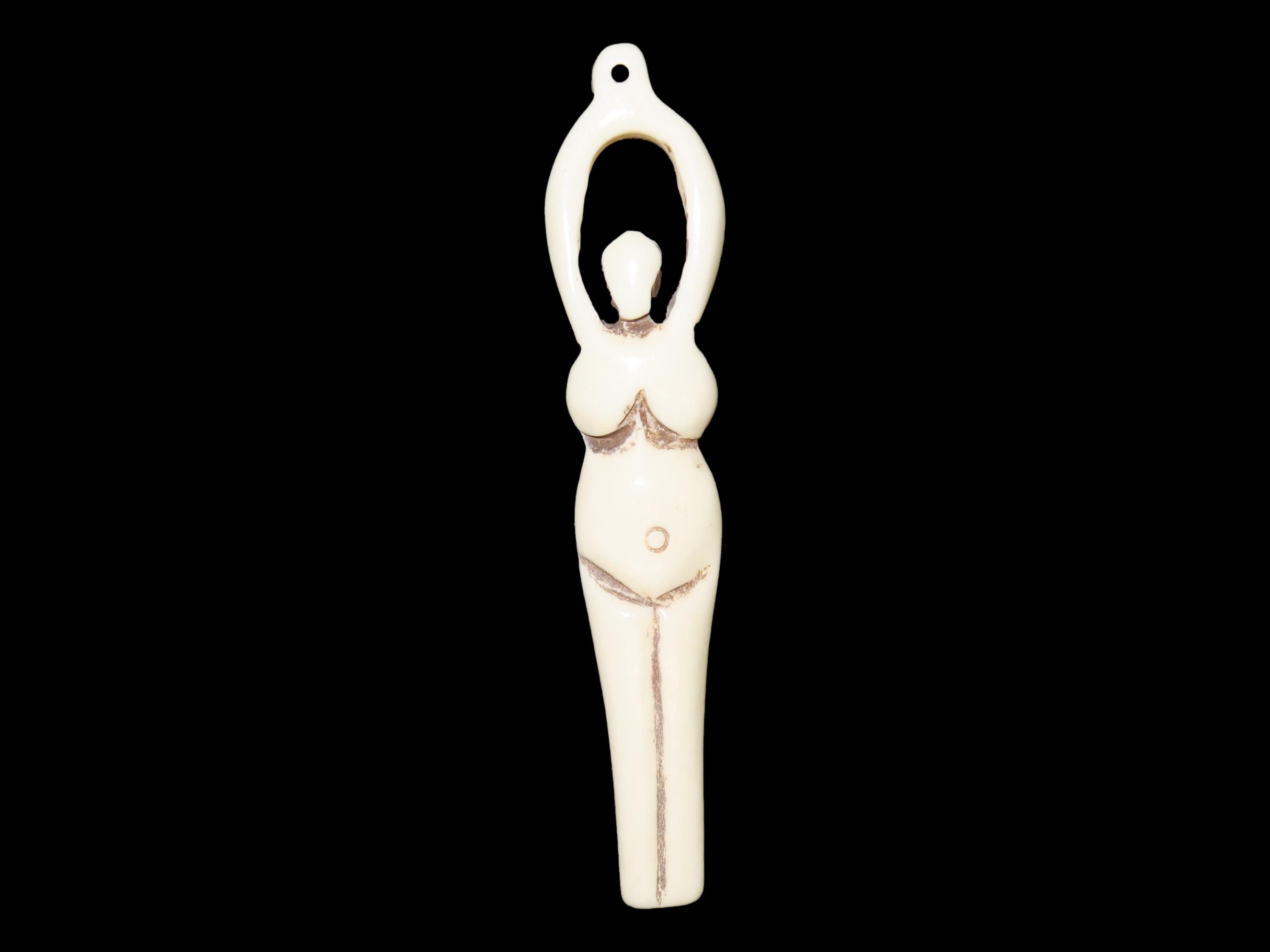 Antique Hand Carved Human Effigy Bone Pendant, Africa. Great example