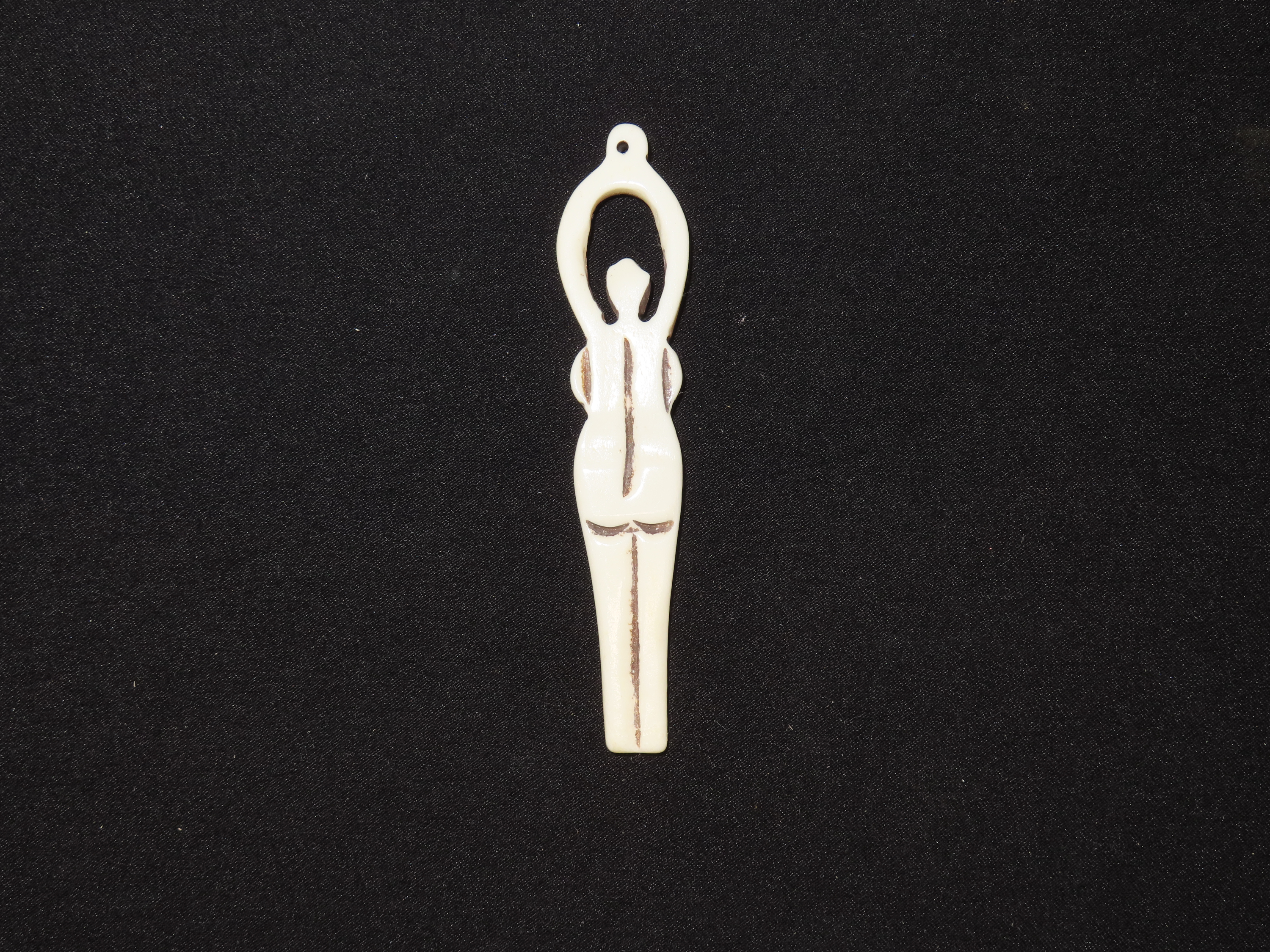 Antique Hand Carved Human Effigy Bone Pendant, Africa. Great example