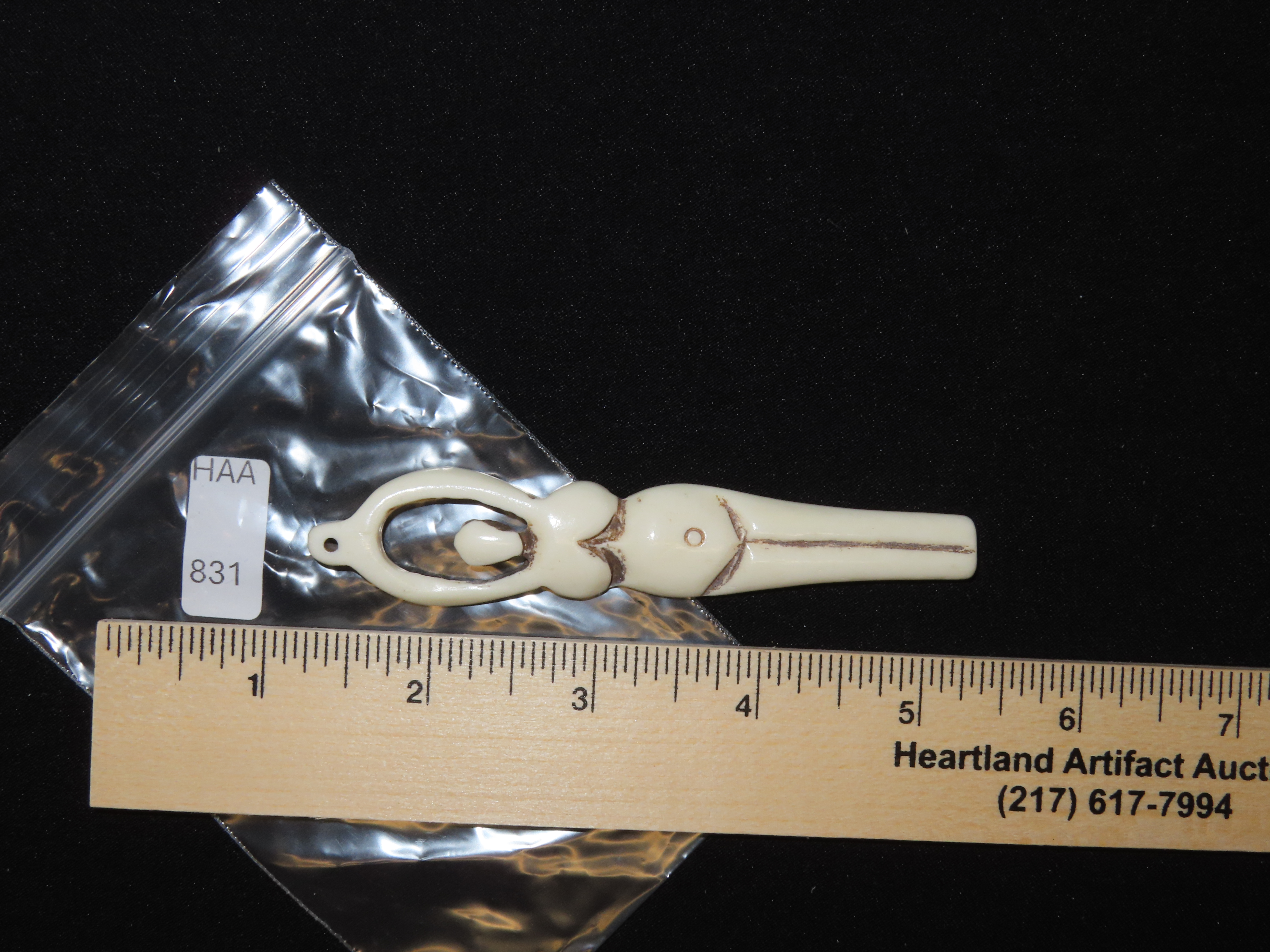 Antique Hand Carved Human Effigy Bone Pendant, Africa. Great example