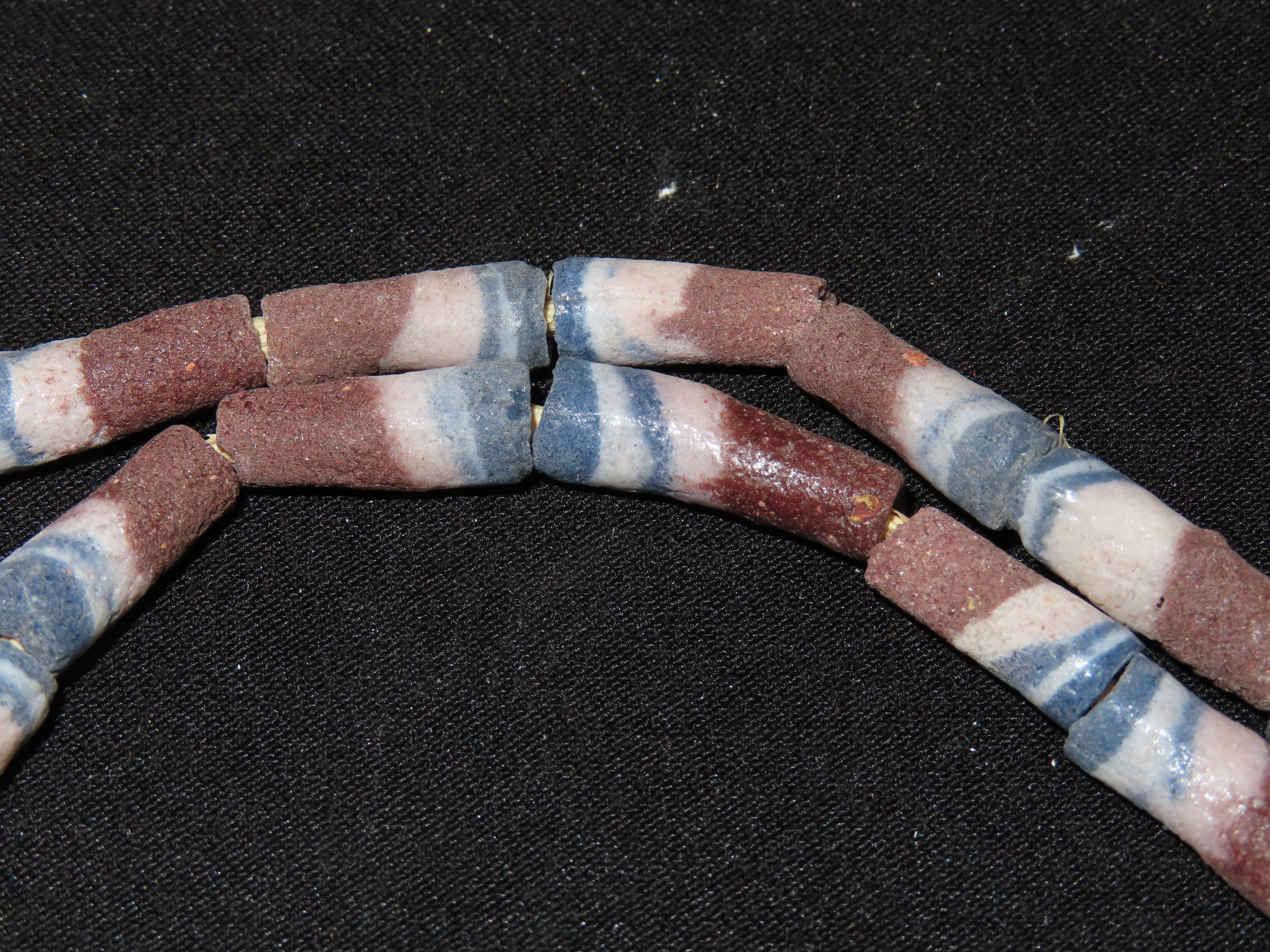 Two Colorful Strands of Sand Cast Trade Beads. Africa