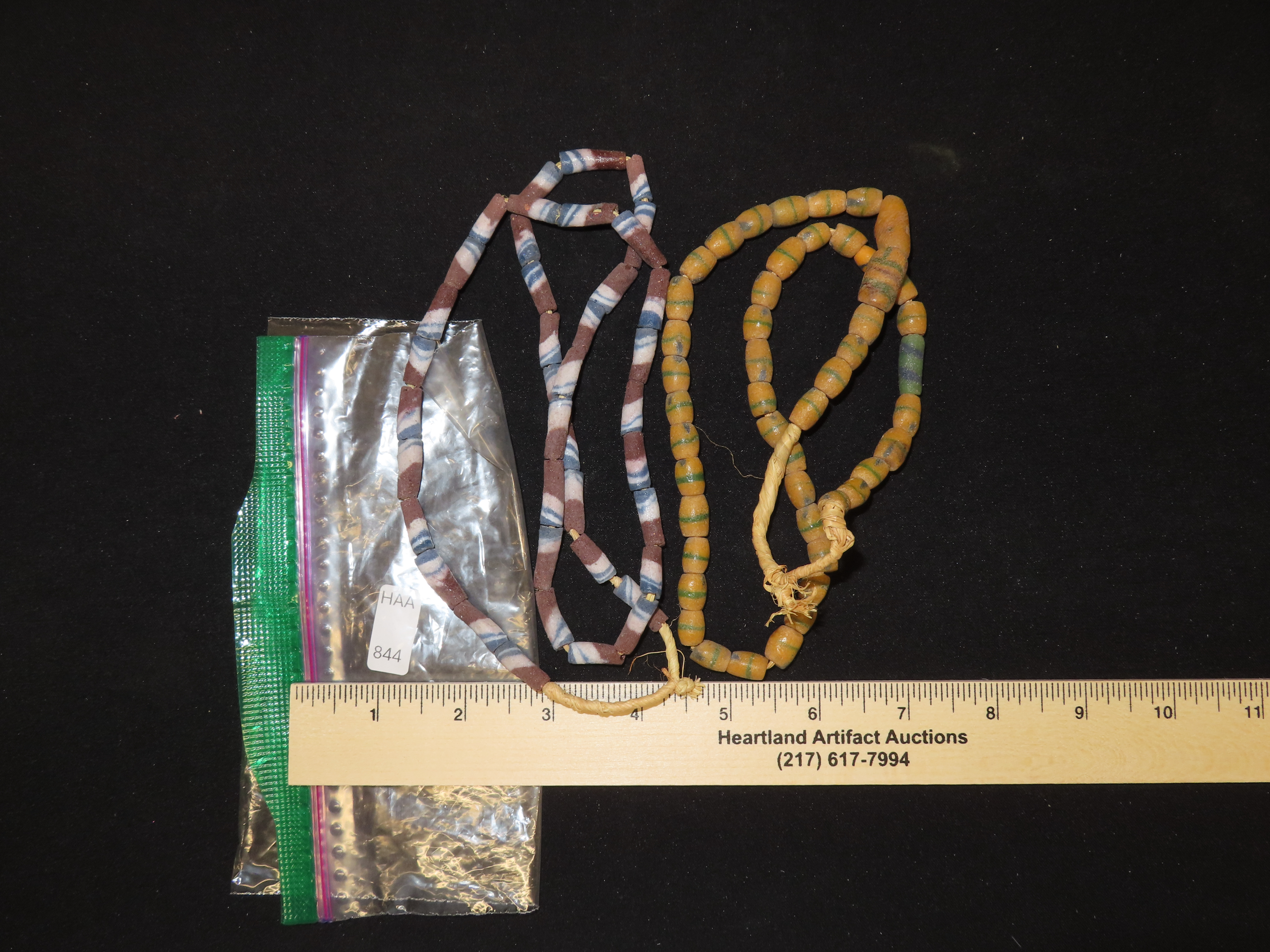 Two Colorful Strands of Sand Cast Trade Beads. Africa