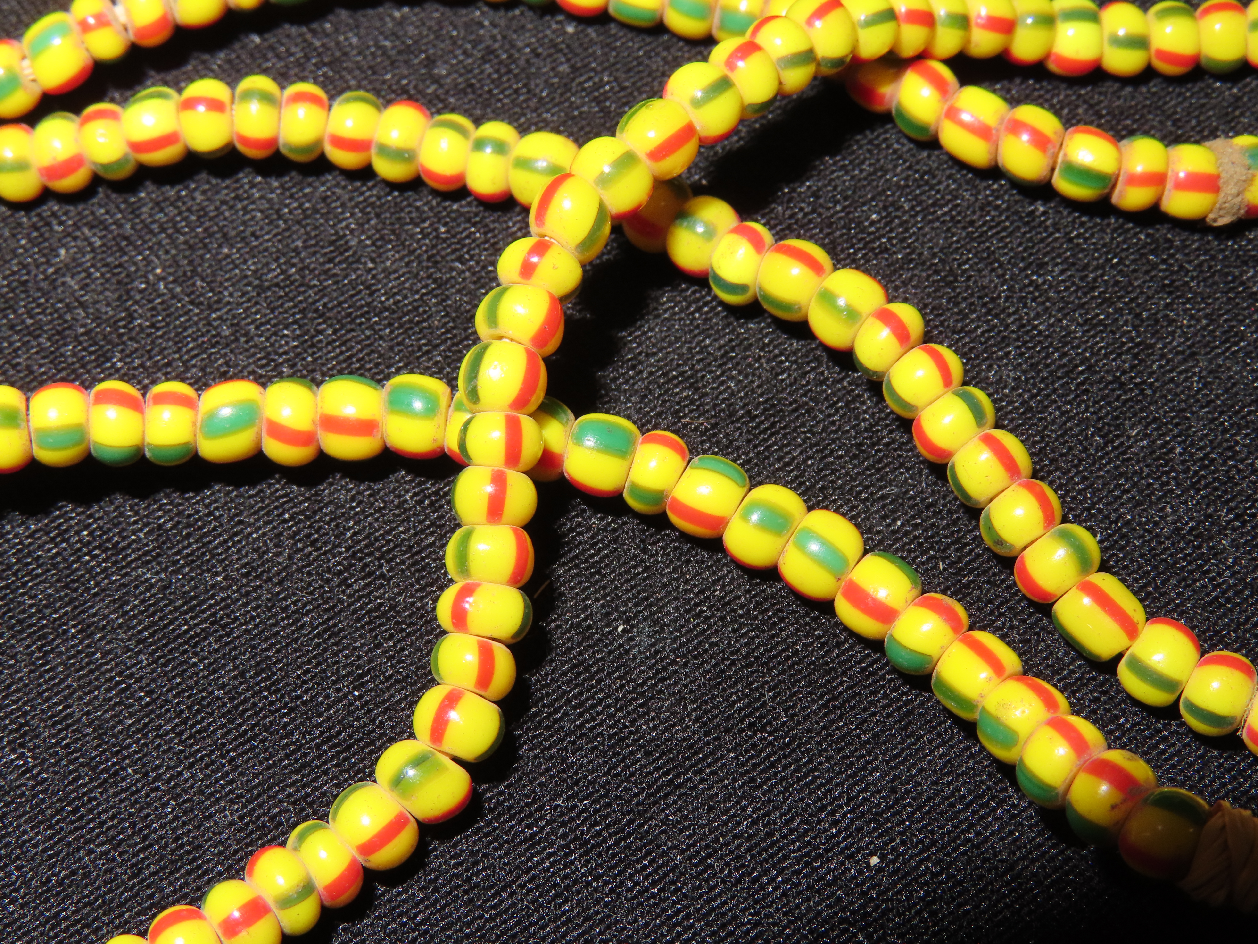 Old Glass Trade Bead Necklace with Religeous Medal Pendant, Great Example with Nice Patina