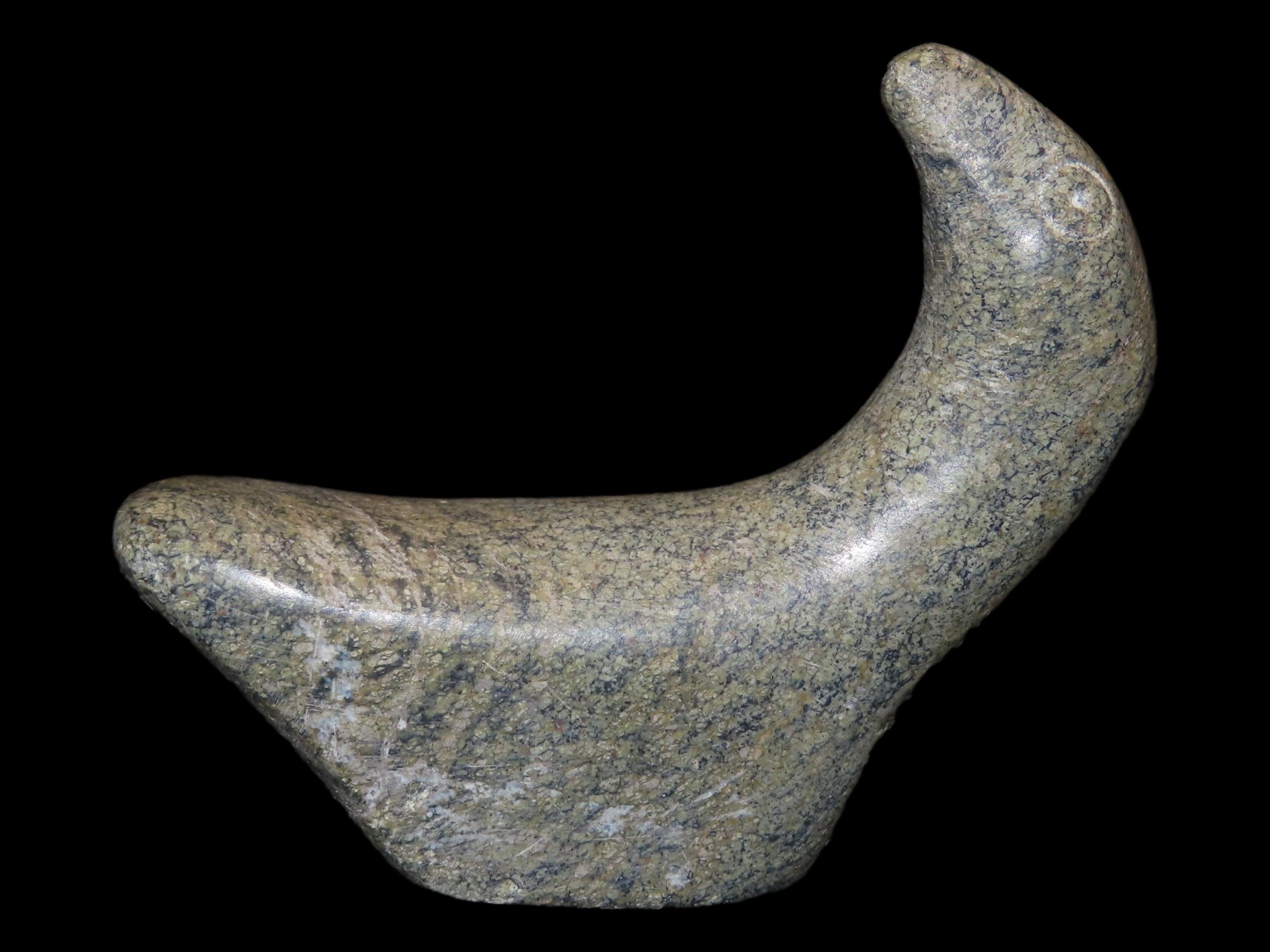 Vintage Alaskin Eskimo Hand Carved Stone Duck / Bird / Goose. Signed on Bottom. Northwest Coast / Alaska Soapstone Carving.
