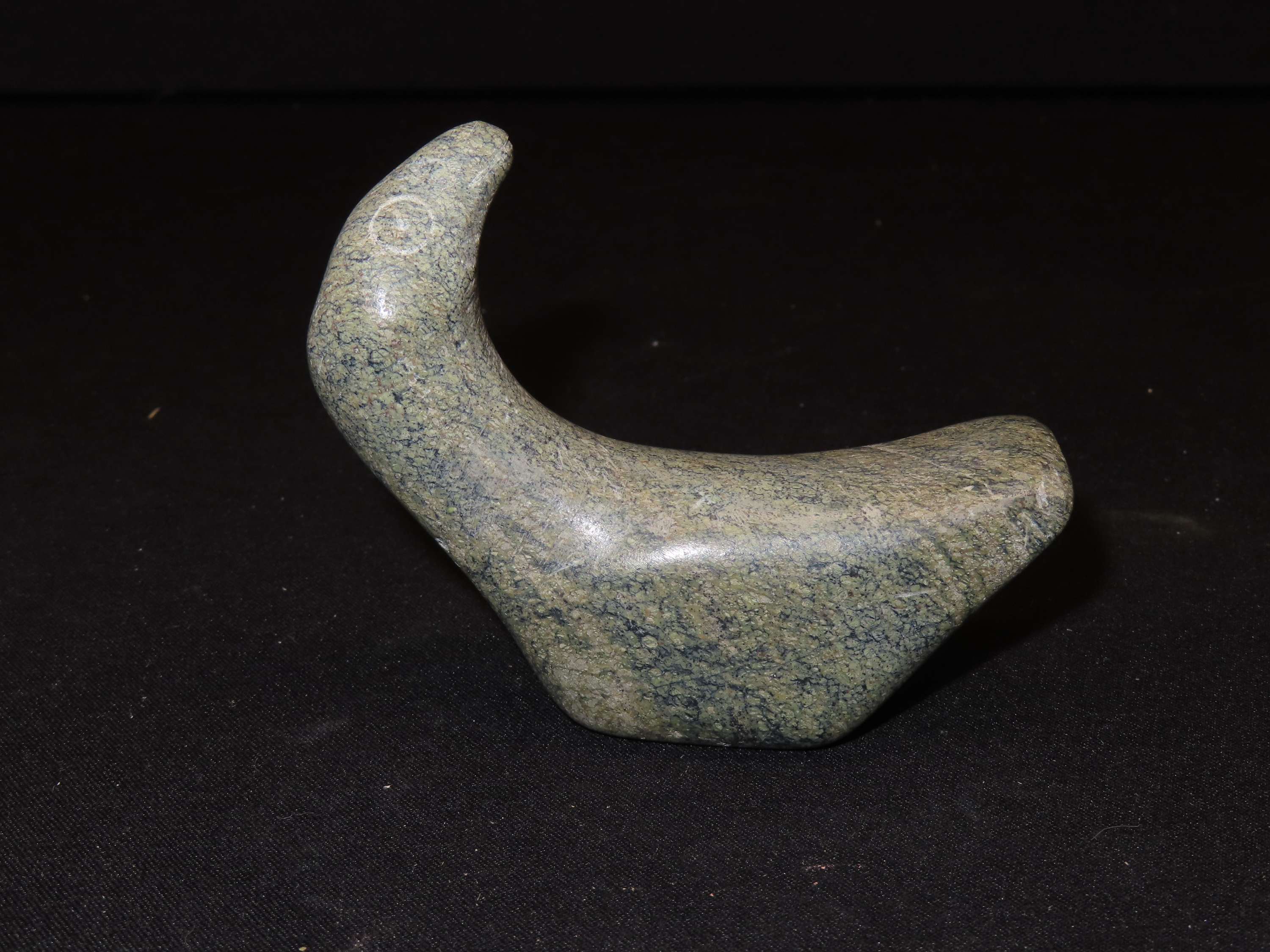 Vintage Alaskin Eskimo Hand Carved Stone Duck / Bird / Goose. Signed on Bottom. Northwest Coast / Alaska Soapstone Carving.