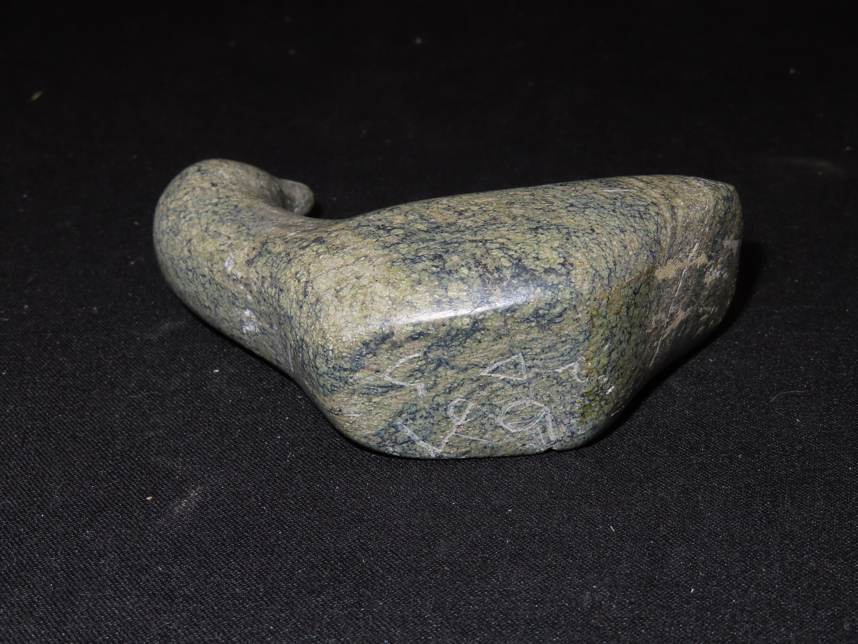 Vintage Alaskin Eskimo Hand Carved Stone Duck / Bird / Goose. Signed on Bottom. Northwest Coast / Alaska Soapstone Carving.