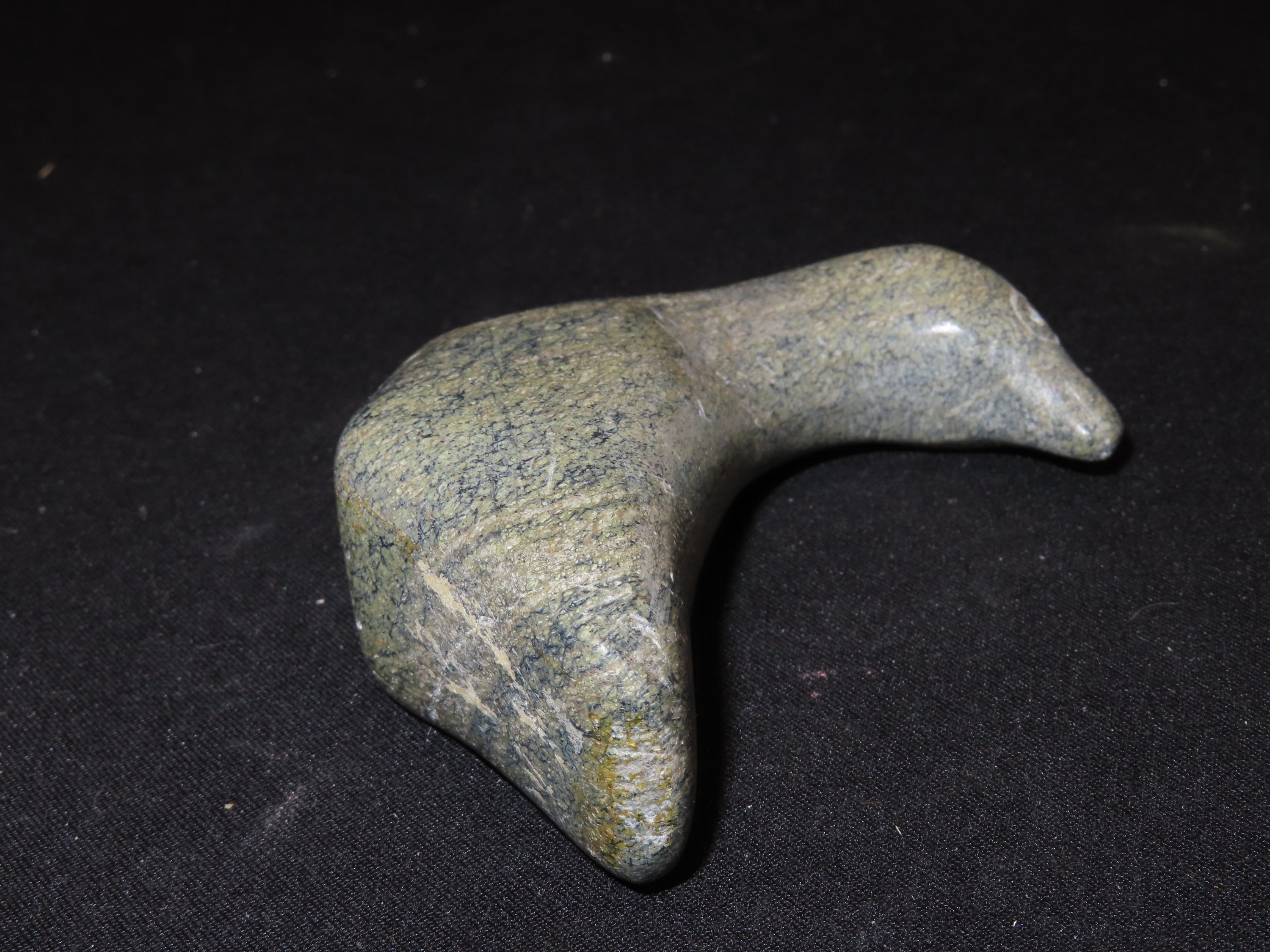 Vintage Alaskin Eskimo Hand Carved Stone Duck / Bird / Goose. Signed on Bottom. Northwest Coast / Alaska Soapstone Carving.