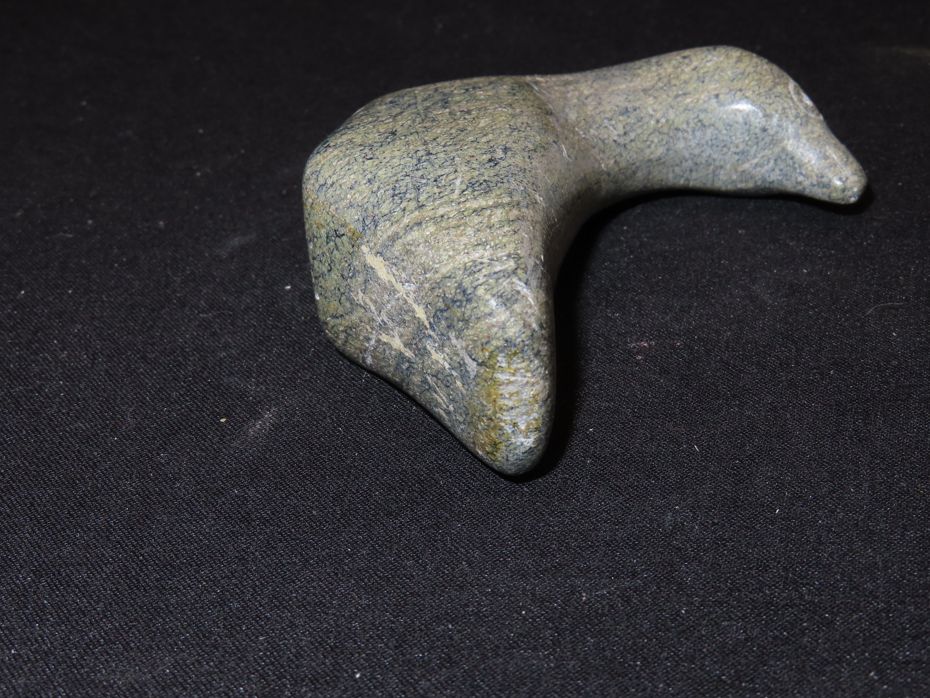 Vintage Alaskin Eskimo Hand Carved Stone Duck / Bird / Goose. Signed on Bottom. Northwest Coast / Alaska Soapstone Carving.