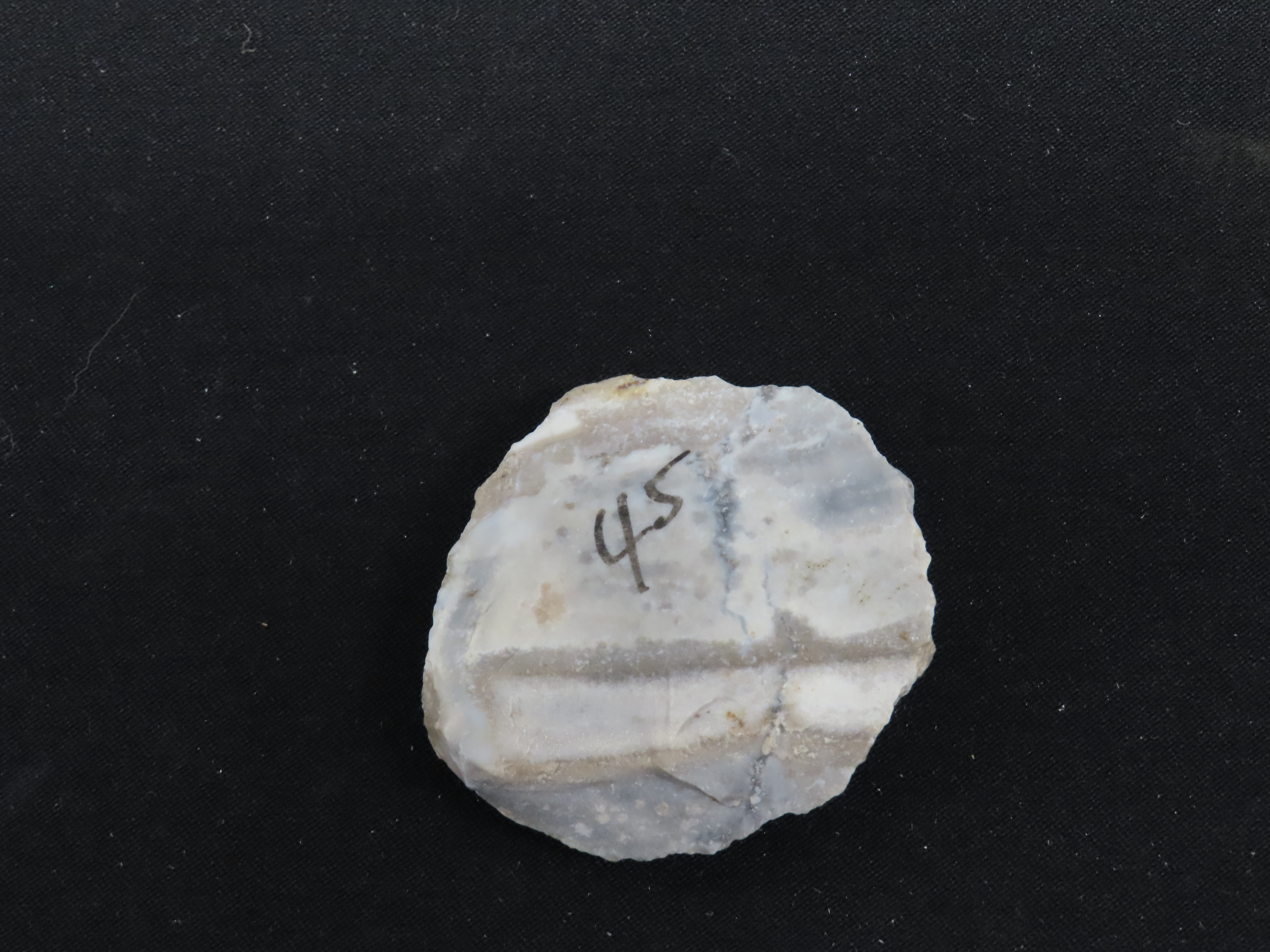 Colorful Round Hopewell Flint Scraper / Knife found in Calhoun County Illinois.