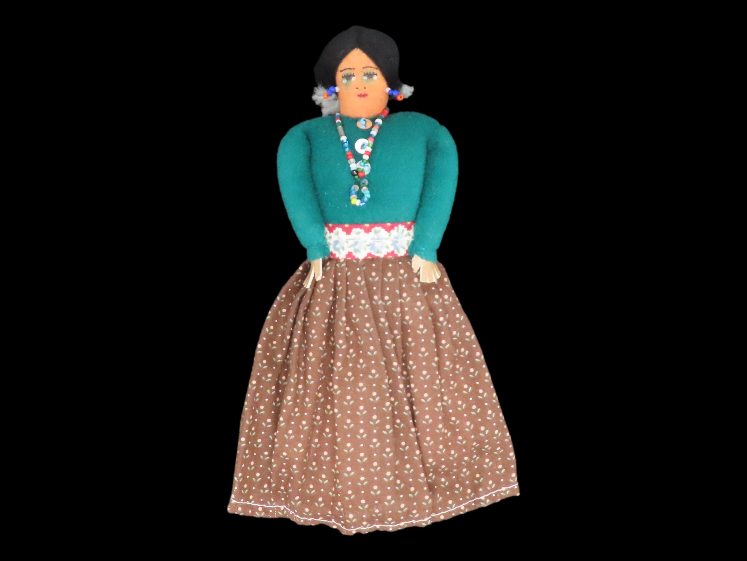 8" Native American Sioux Plains Indian Beaded Doll, Circa 1920's