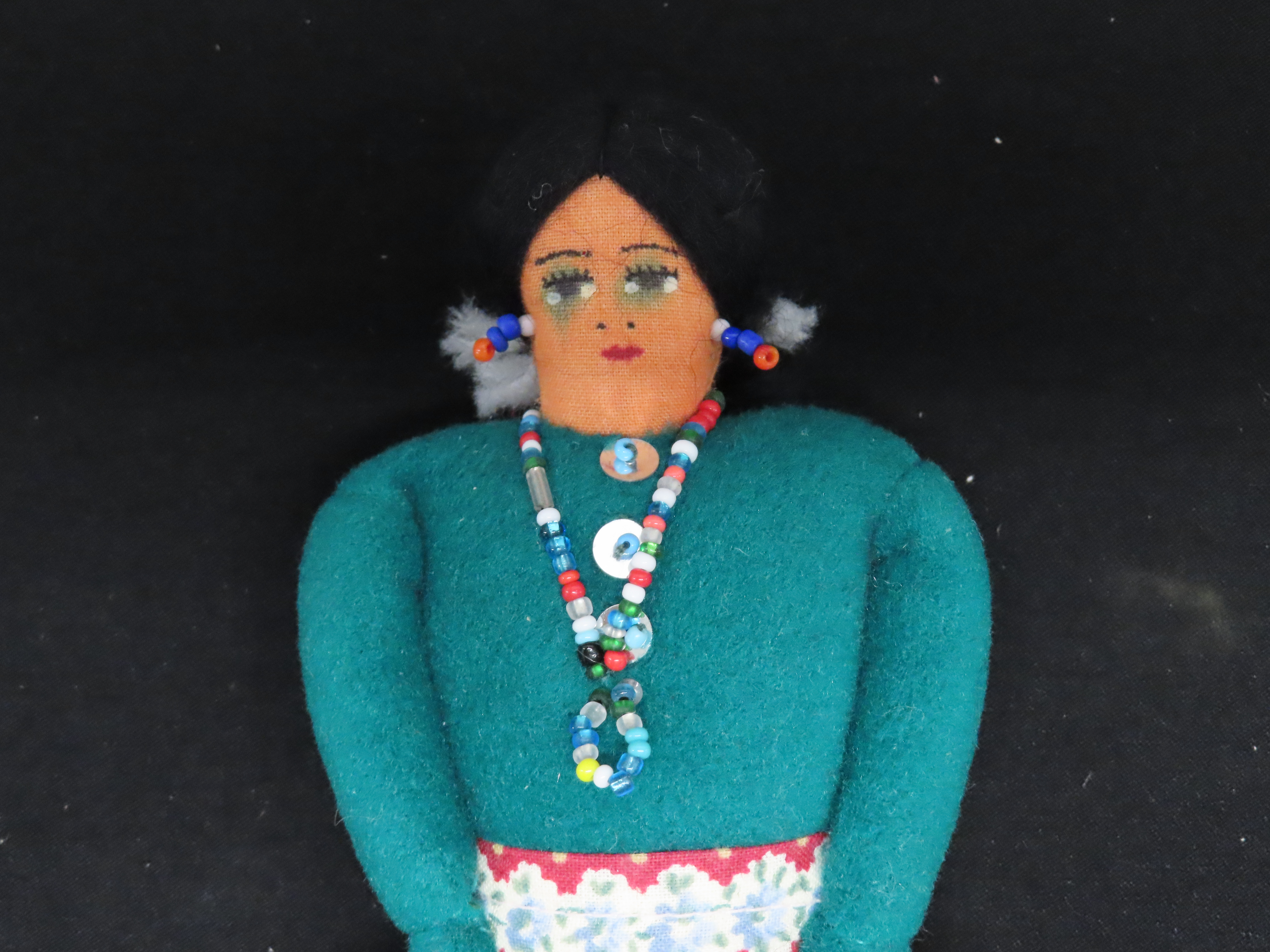 8" Native American Sioux Plains Indian Beaded Doll, Circa 1920's