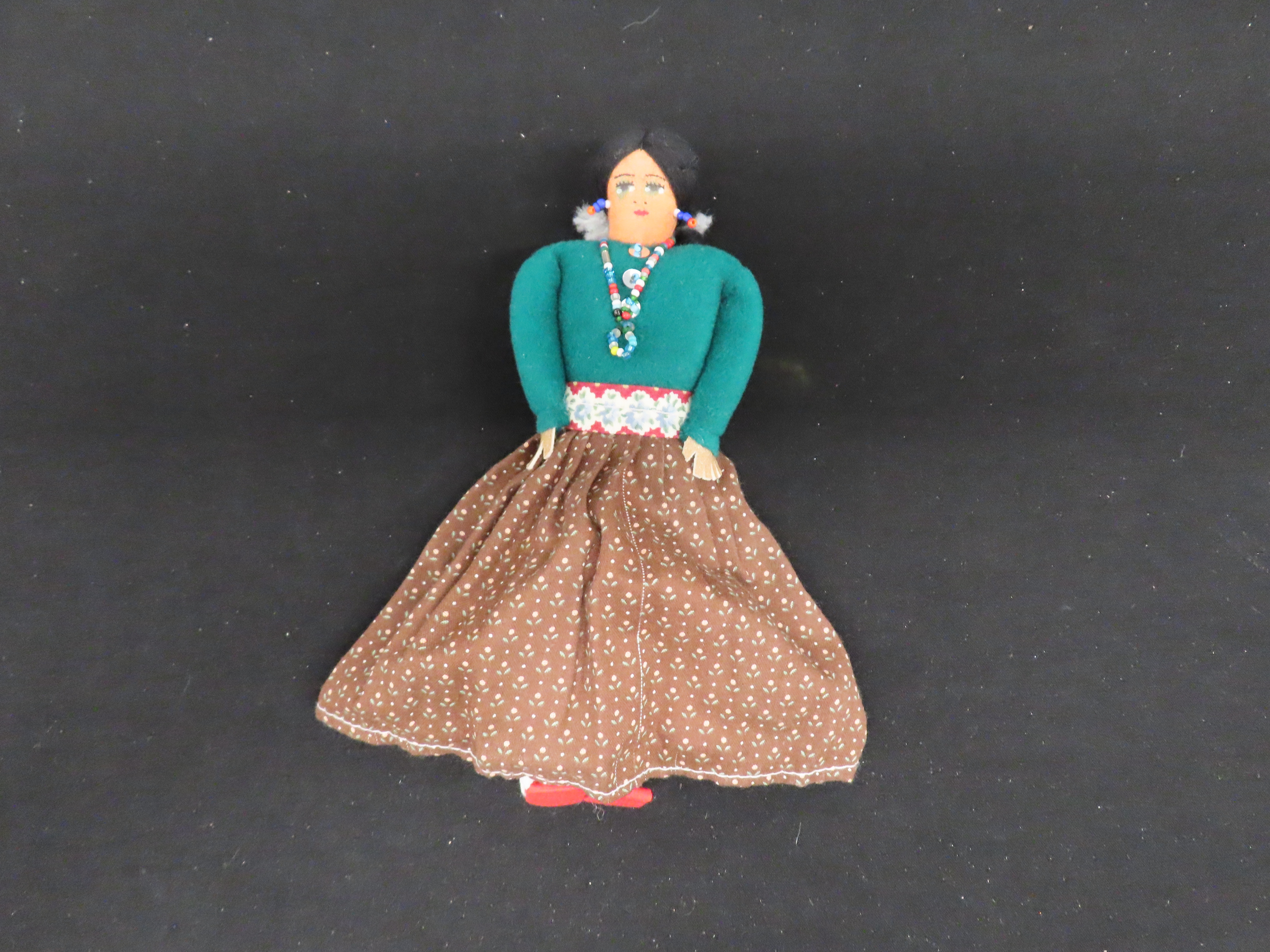 8" Native American Sioux Plains Indian Beaded Doll, Circa 1920's