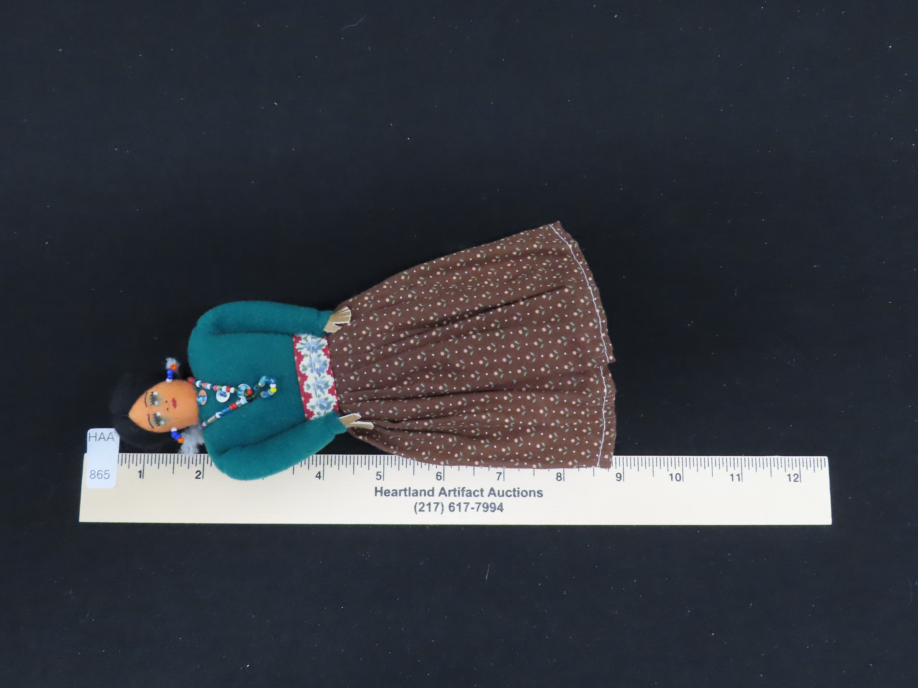 8" Native American Sioux Plains Indian Beaded Doll, Circa 1920's