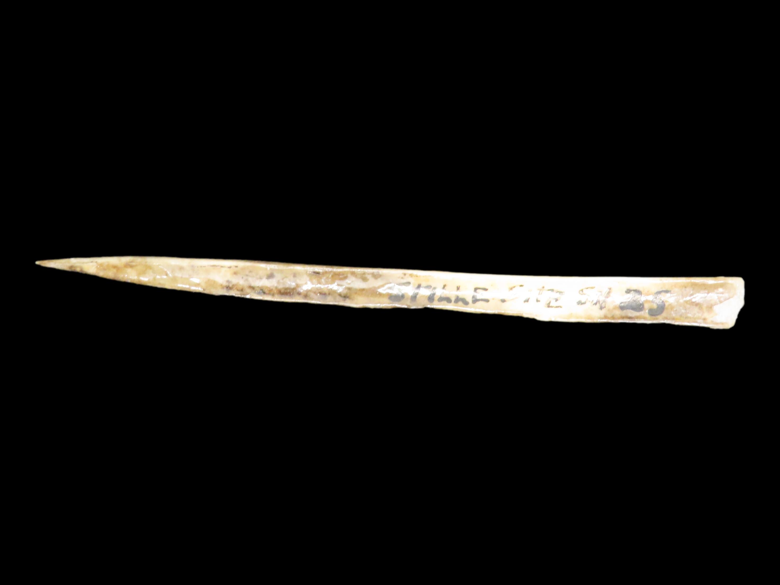 Nice 3 3/8" Polished Bone Hairpin / Needle found at the Stille Site. Nice sharp tip.