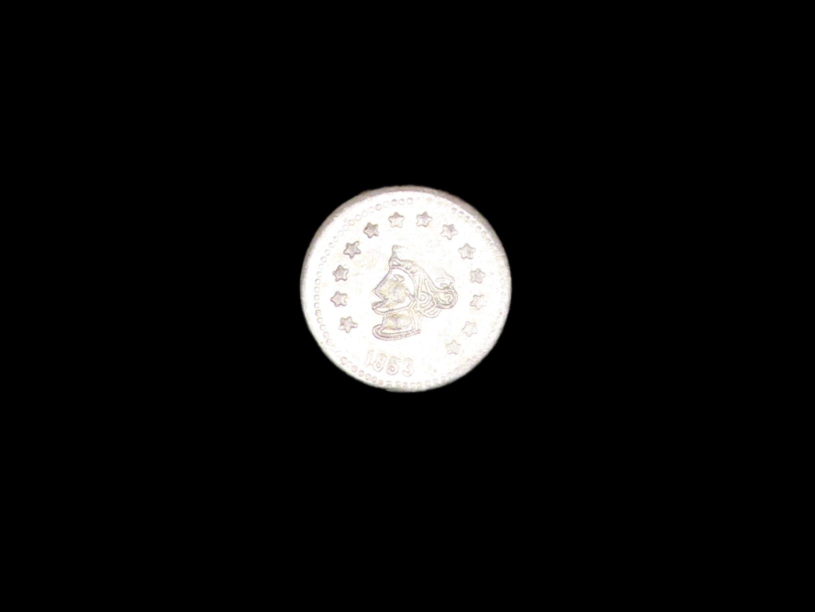 1853 California Gold Rush Era Token / Coin. Exact Gold Content Unknown.