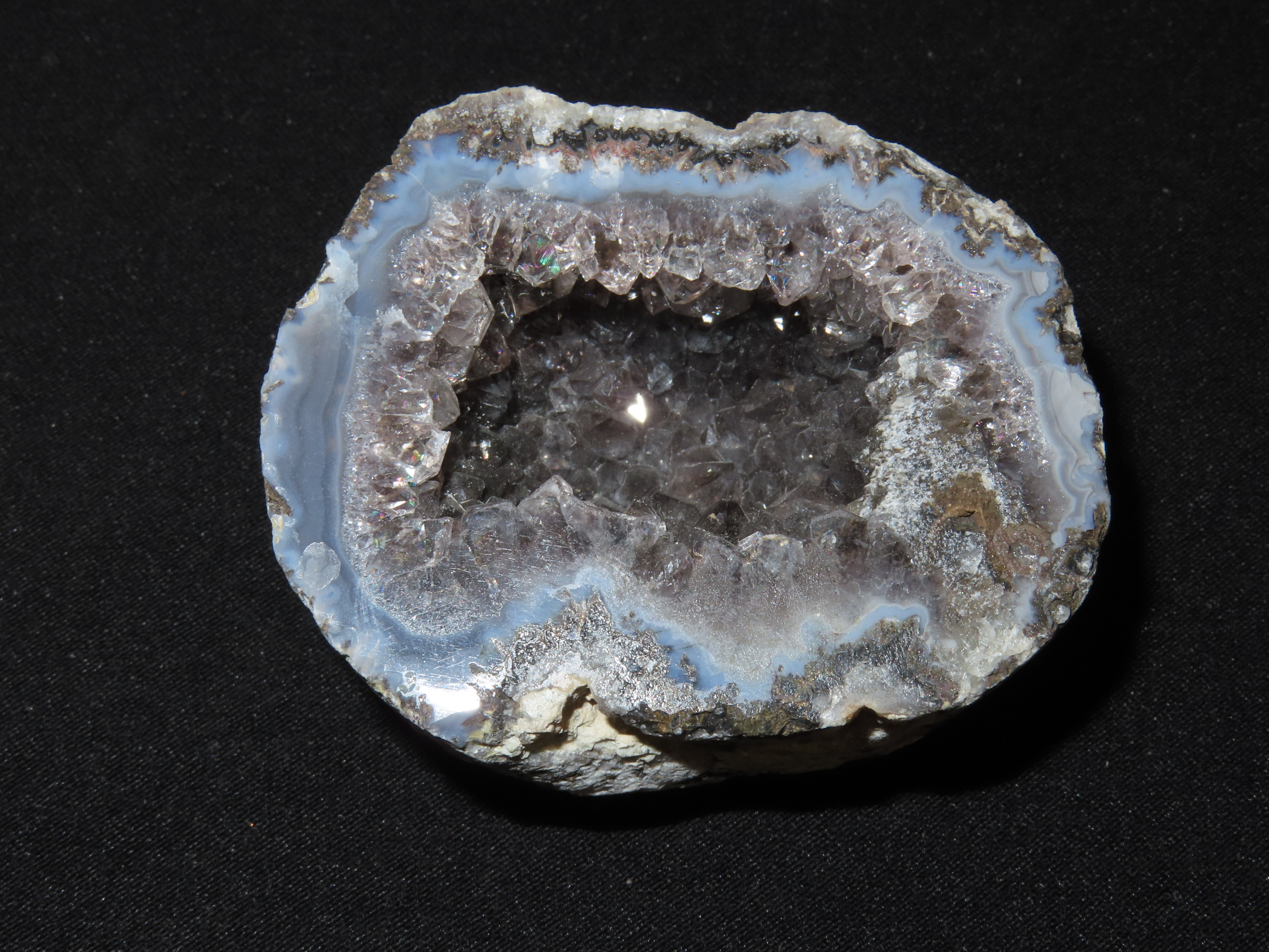 Beautiful Quartz Crystal Geode Cave, Cut and Polished Geode.