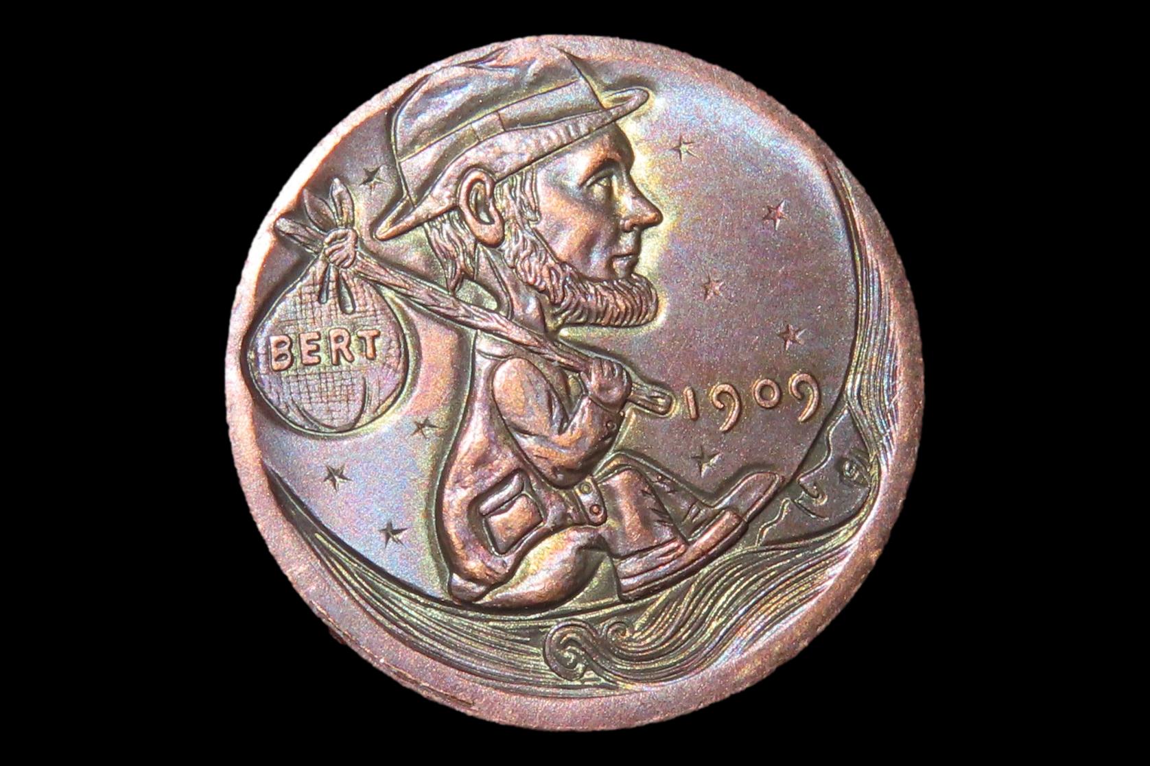 Vintage Hobo Engraved Lincoln Wheat Penny, Cent. Hobo Nickel.