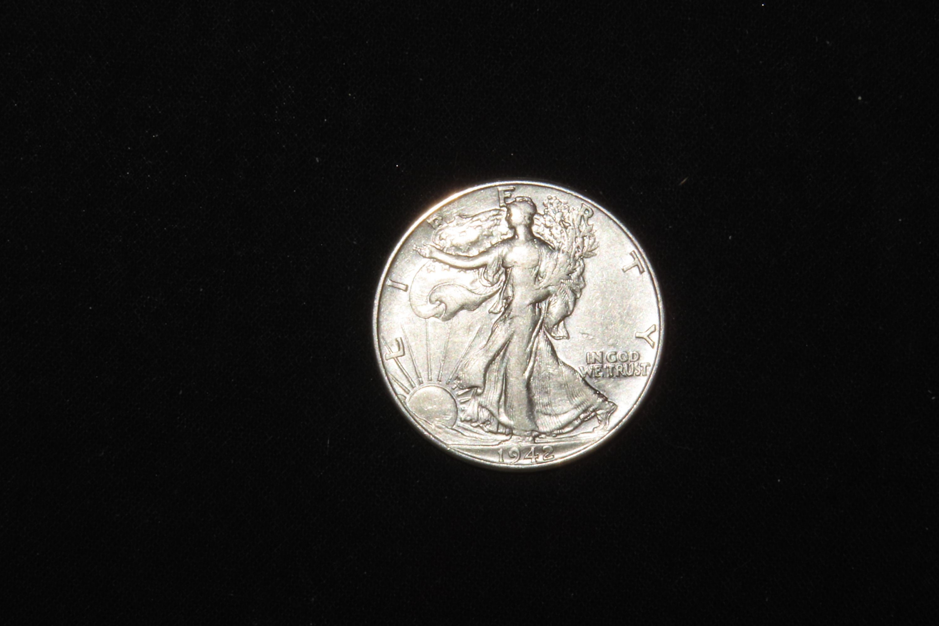 1942 Walking Liberty Silver Half Dollar, Great Original Condition, Early U's Coin, United States Currency