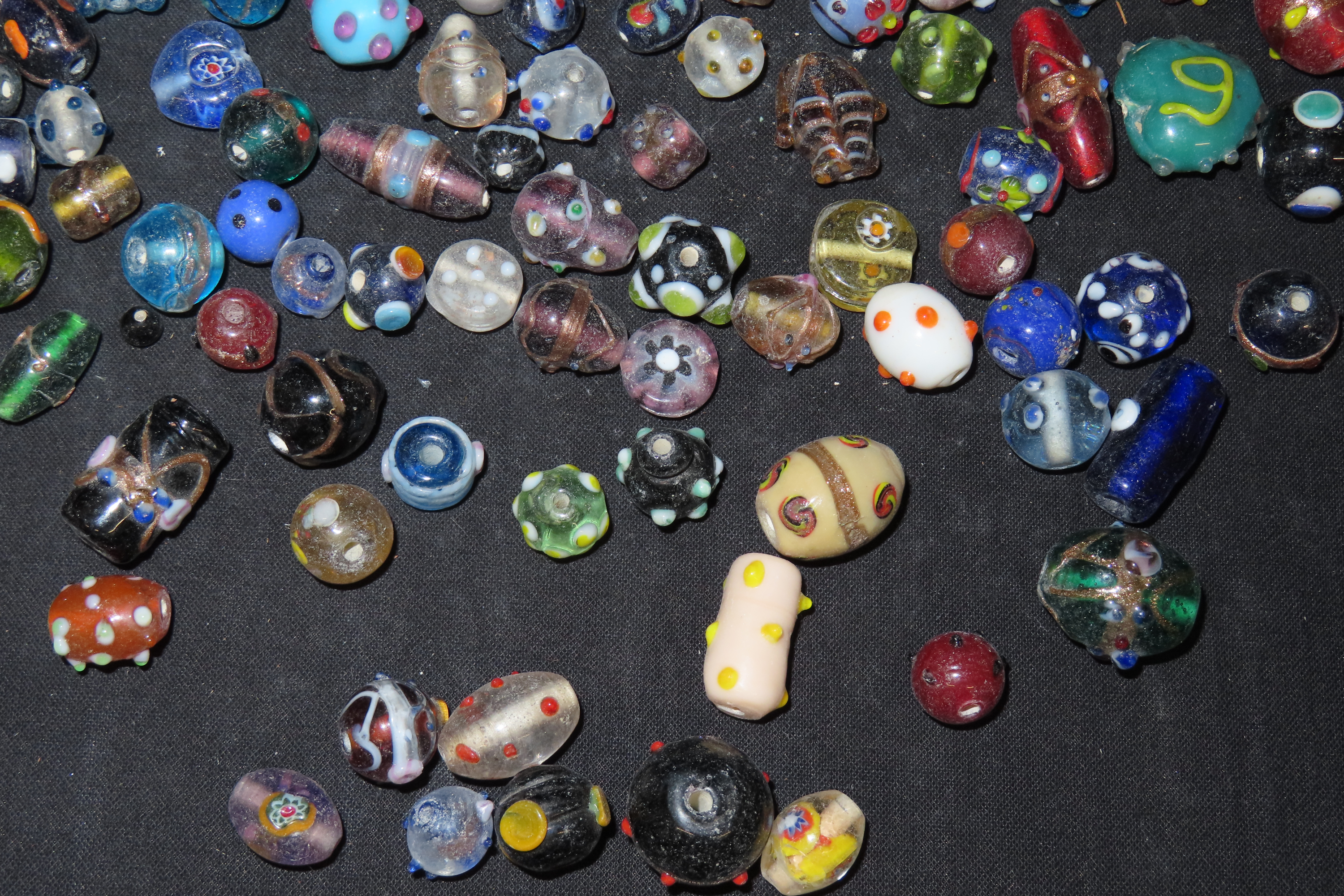 Colorful Lot of Elaborate Roman Style Mosaic Glass Beads. Over 200 examples, each one unique!