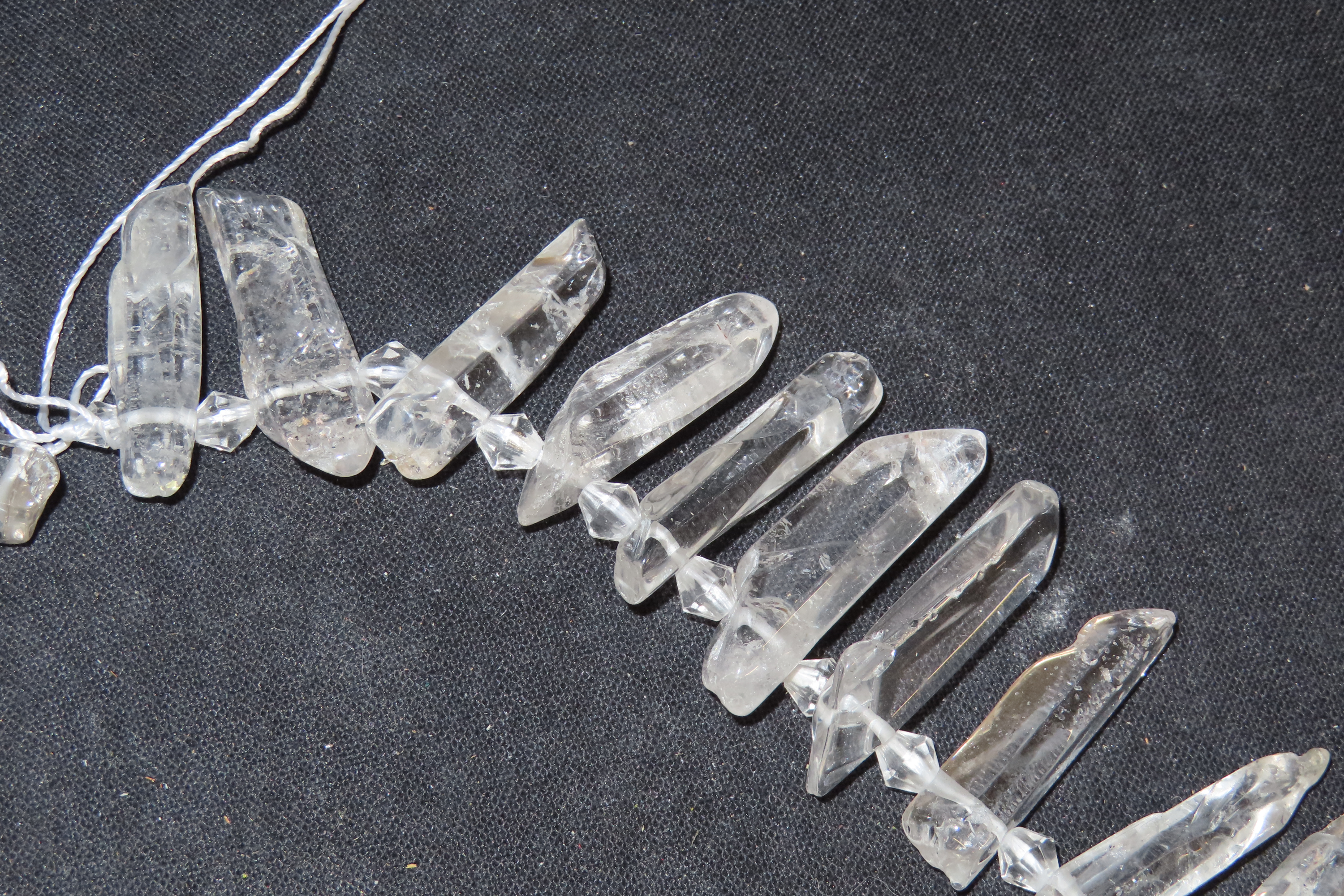 Vintage 16" Strand of Graduated Clear Quartz Crystal Beads / Pendants.