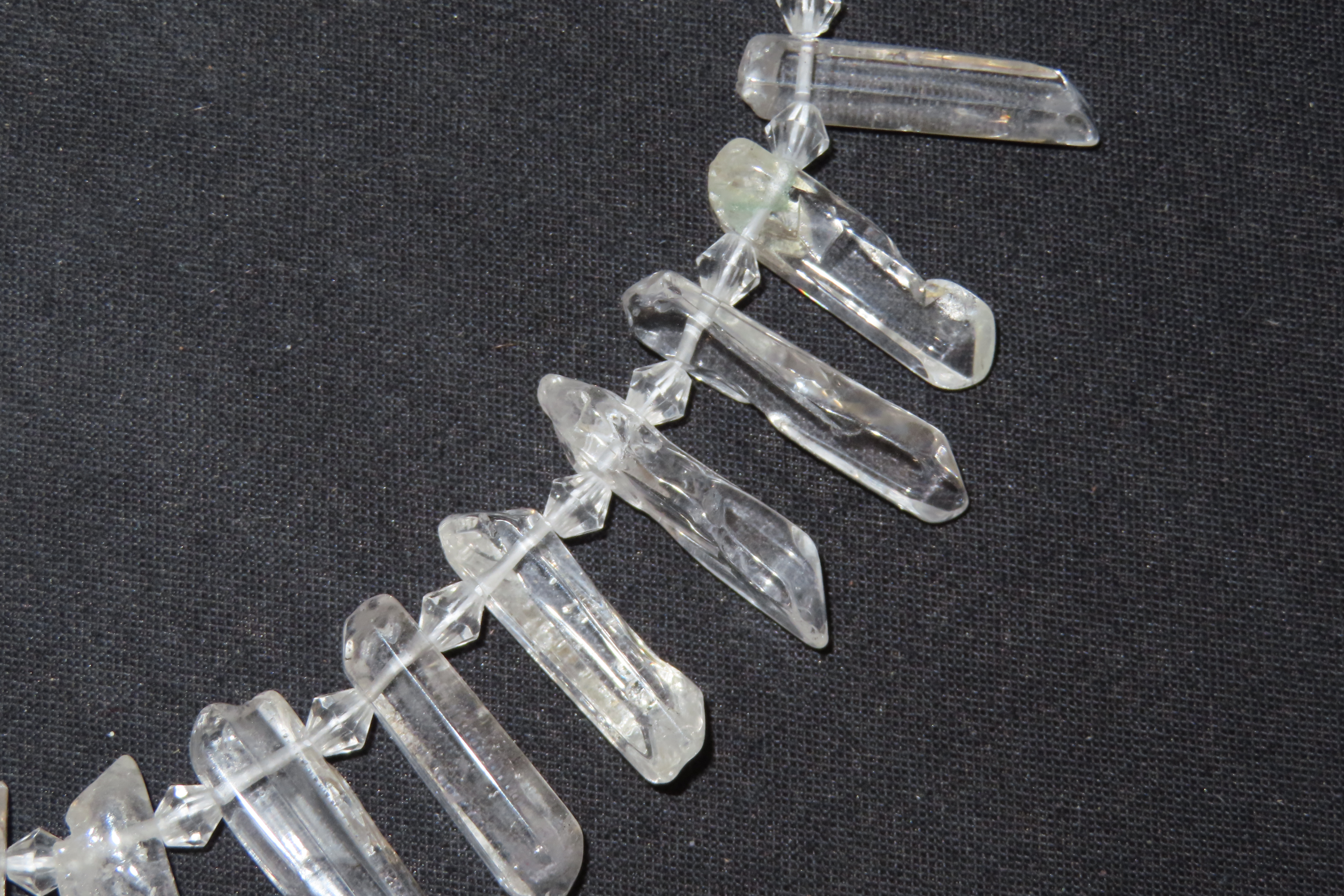Vintage 16" Strand of Graduated Clear Quartz Crystal Beads / Pendants.