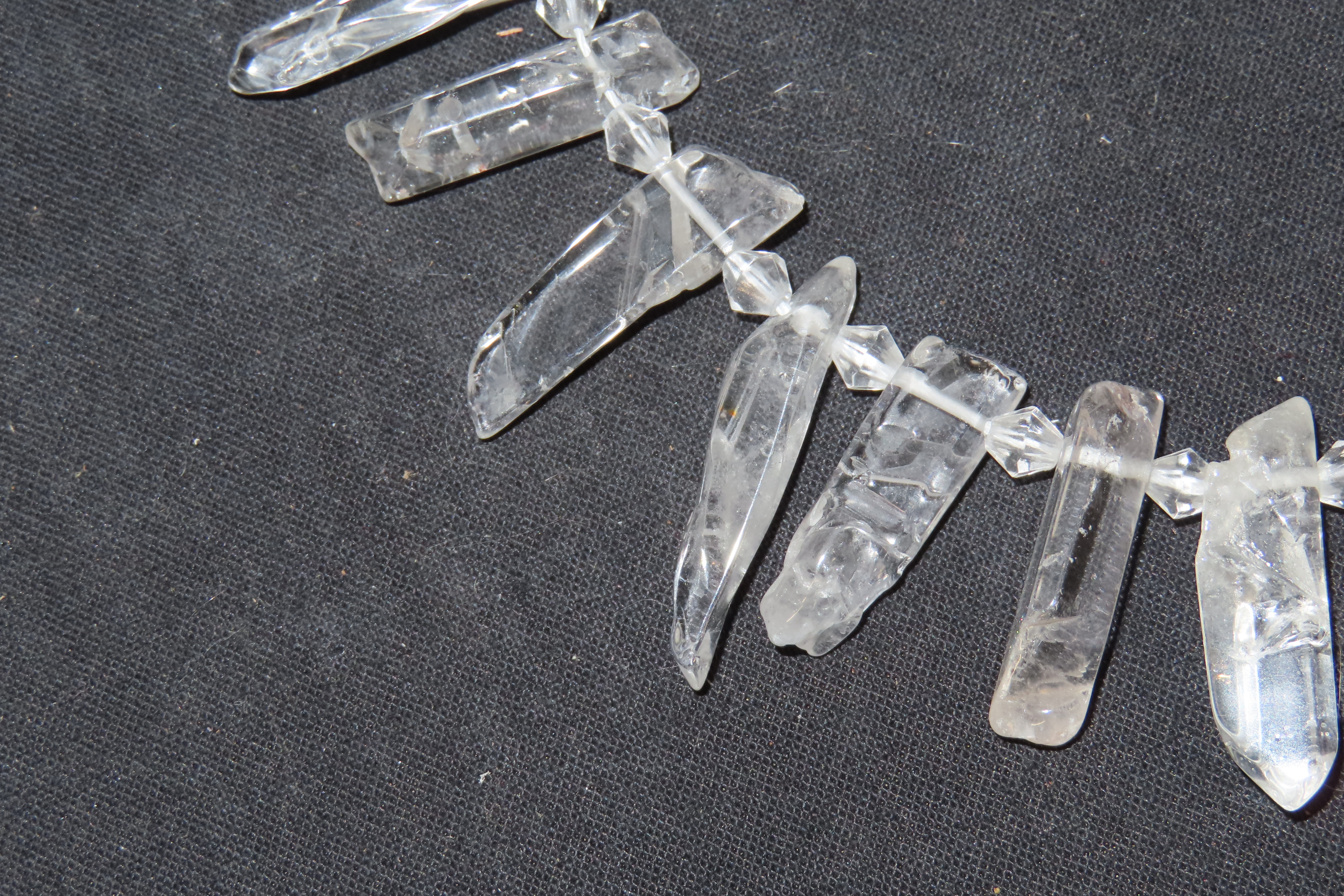 Vintage 16" Strand of Graduated Clear Quartz Crystal Beads / Pendants.