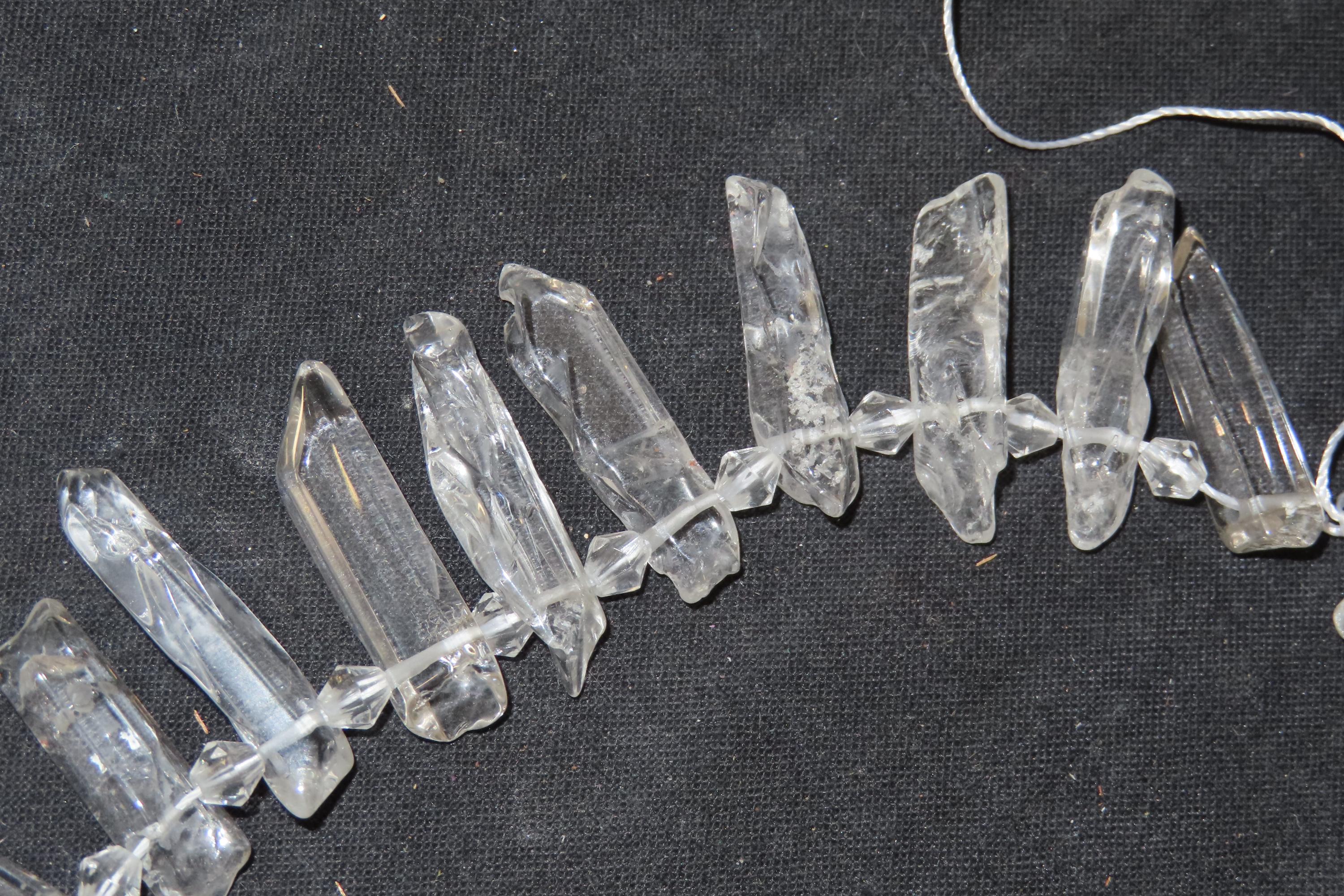 Vintage 16" Strand of Graduated Clear Quartz Crystal Beads / Pendants.