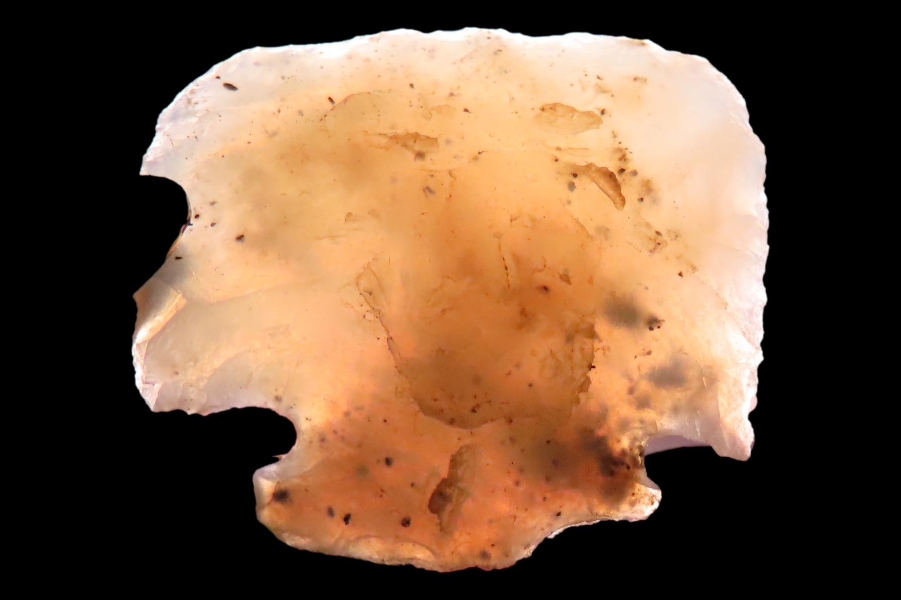 Amazing Translucent Notched Agate Hafted Scraper found in New Mexico. Paleo to Archaic Era Indian Arrowhead, Artifact.