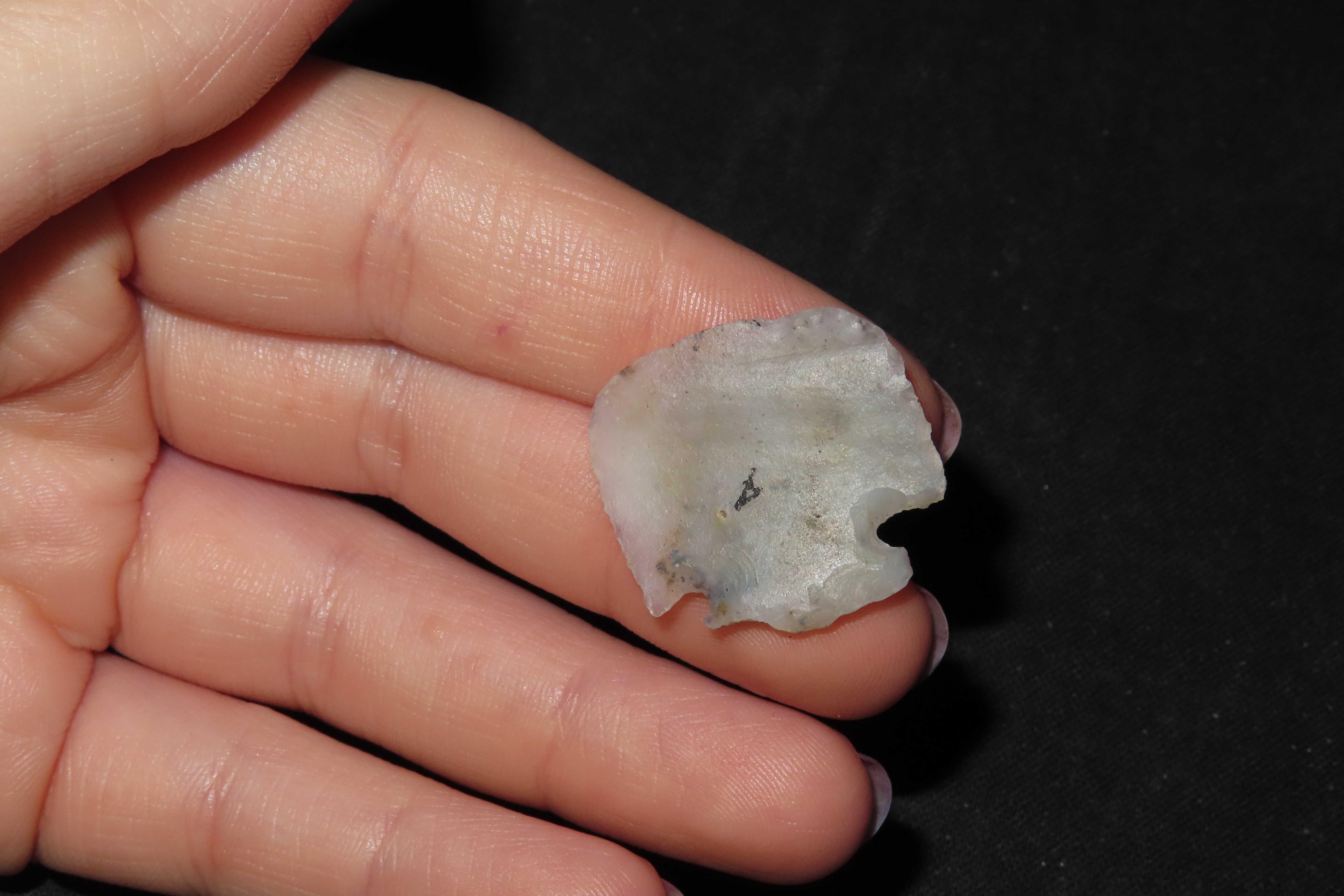 Amazing Translucent Notched Agate Hafted Scraper found in New Mexico. Paleo to Archaic Era Indian Arrowhead, Artifact.