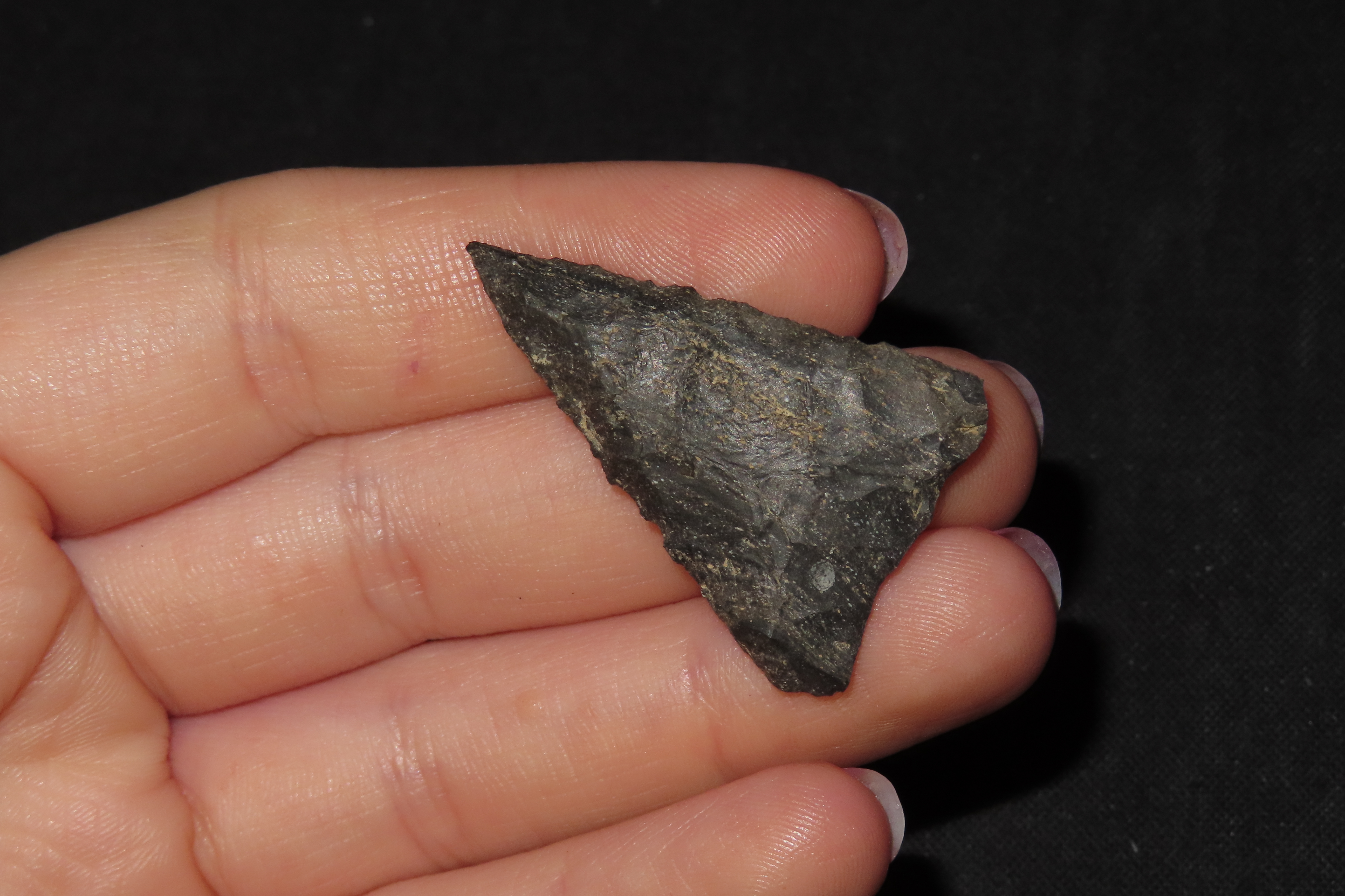 Fine New York Lenannah Triangle / Madison. Finely Flaked with a Needle Tip. Indian Arrowhead, Artifact.