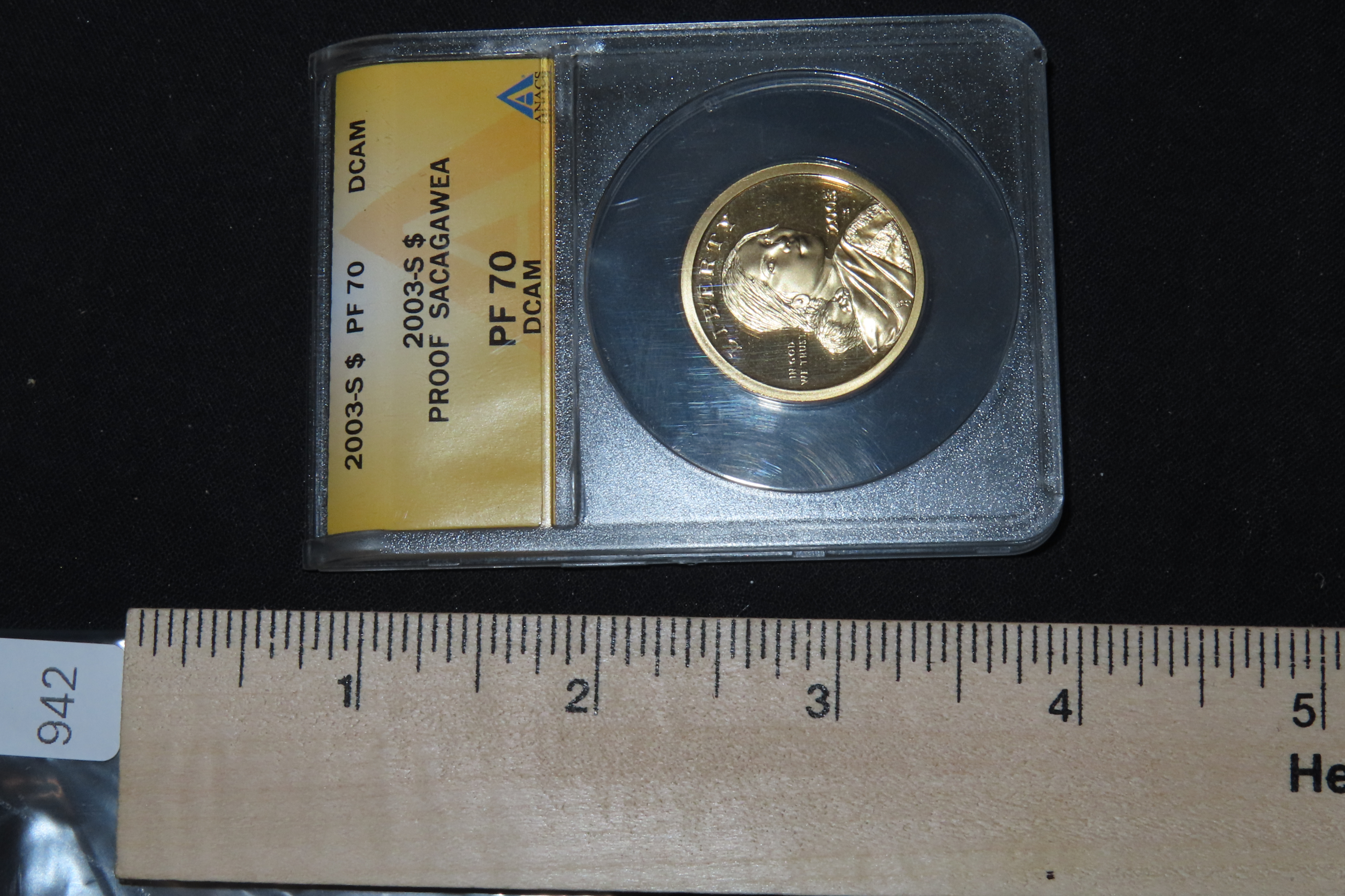HIGH GRADE Proof 69 Deep Cameo PCGS Slabbed & Graded 2003-S Sacagawea $1 Dollar U.S. Gold Colored Clad Coin