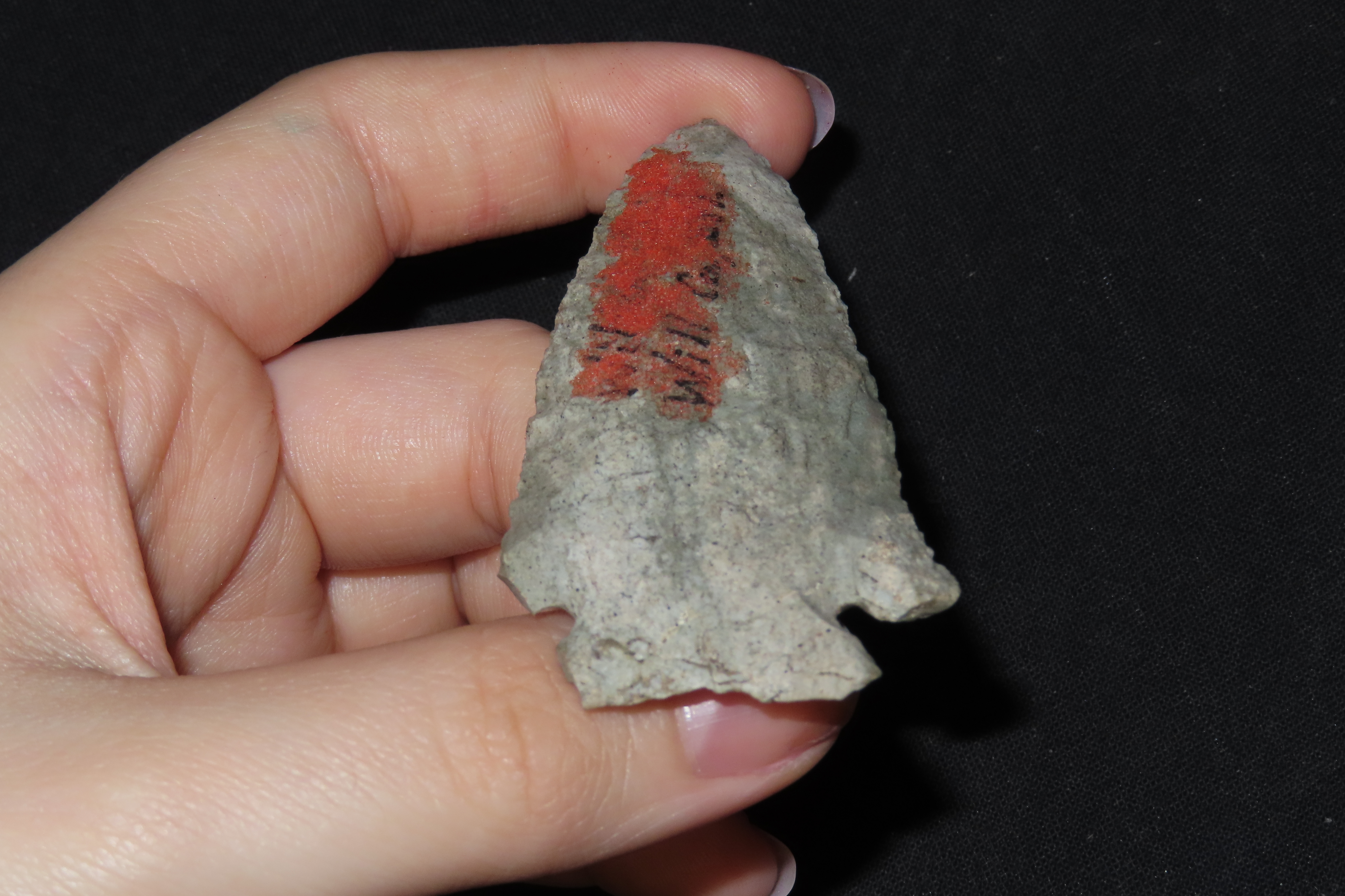 2 3/4" Corner Notch Point, Indiana Green Chert, Found in Central Indiana