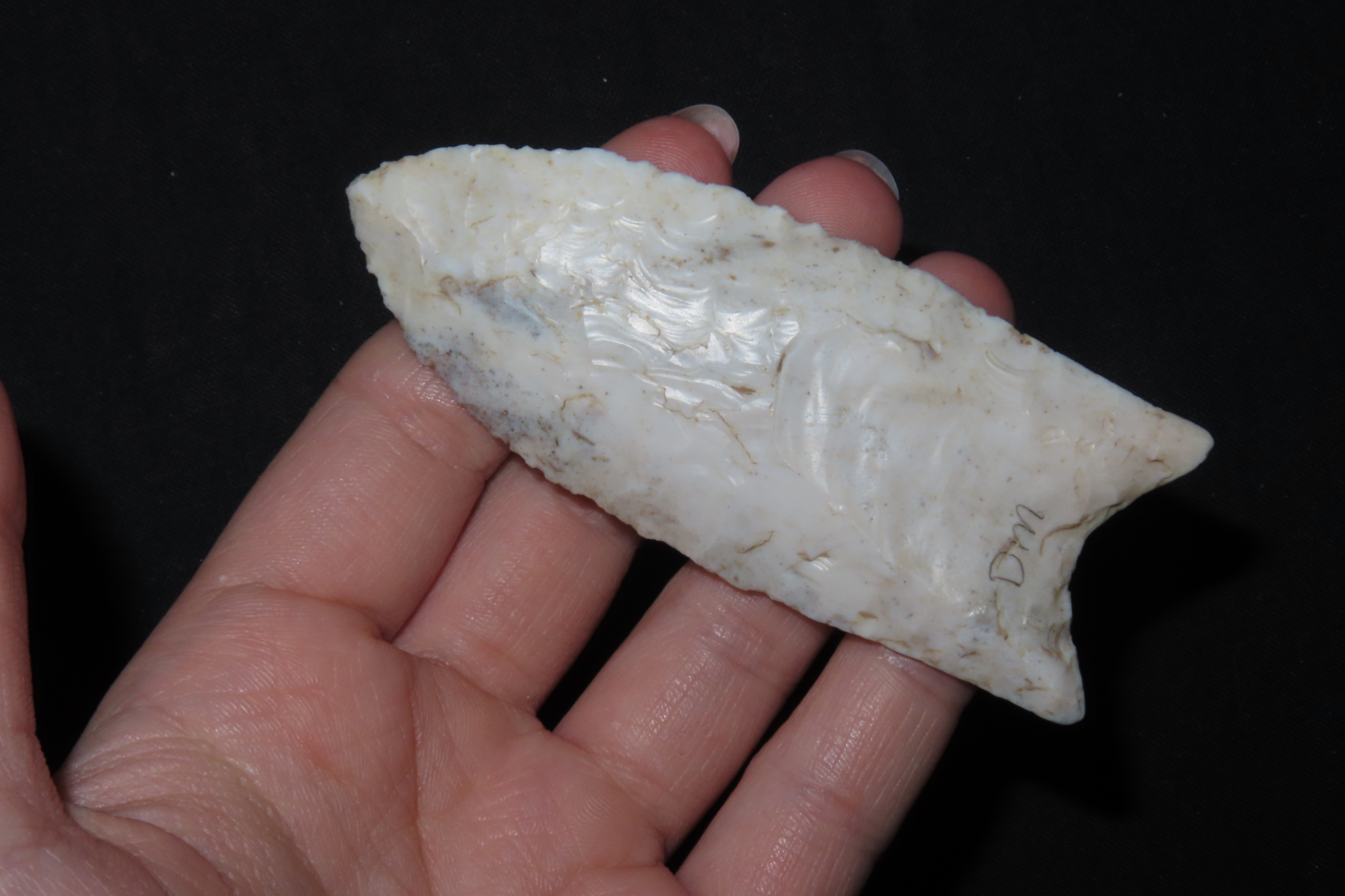 3 7/16" Clovis, Putty COA, Granger COA, Avon Chert, Fulton Co., Illinois, Found by Jerry Edwards, Ex. D. Dean Mesnard Jr.