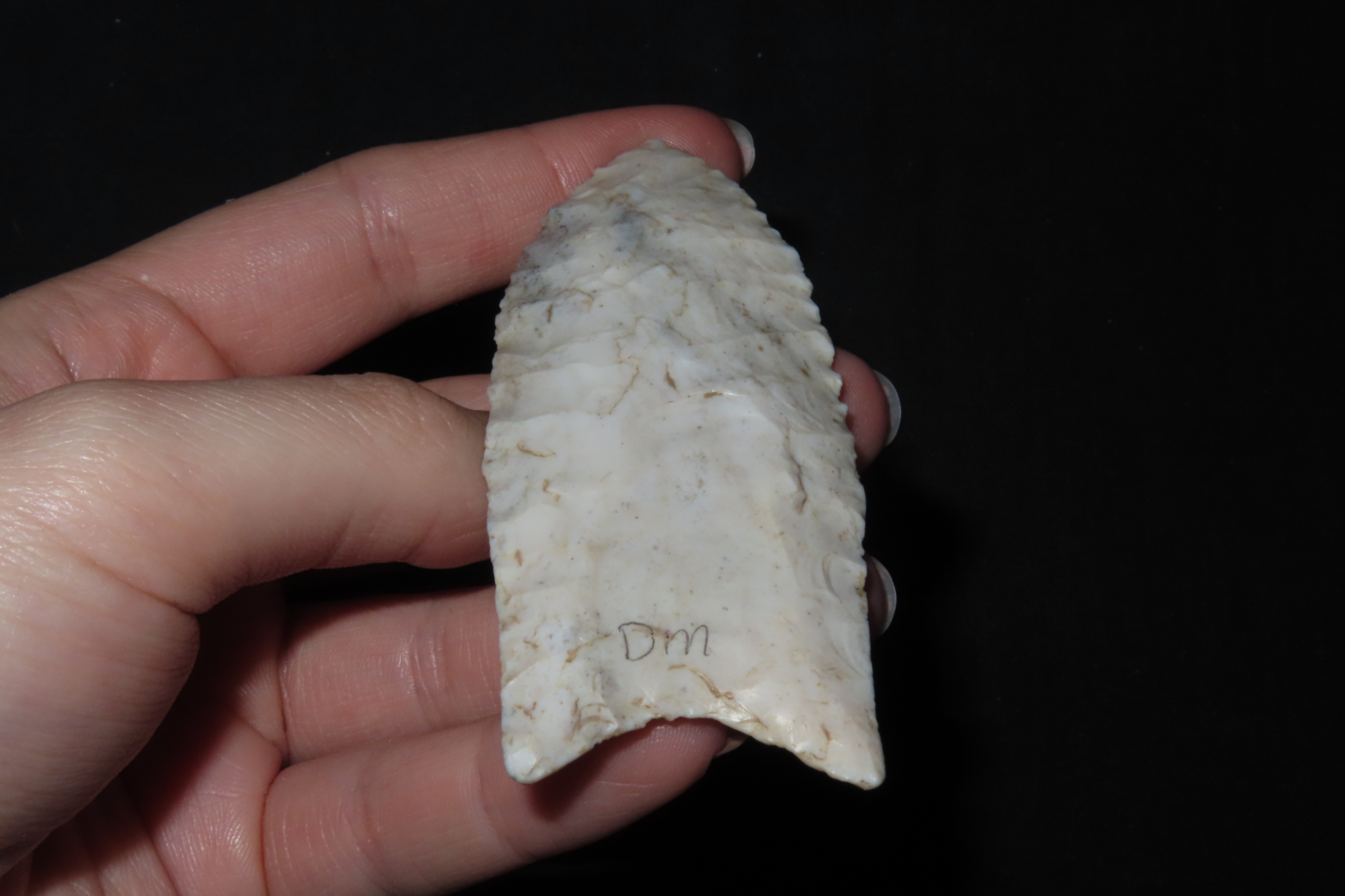 3 7/16" Clovis, Putty COA, Granger COA, Avon Chert, Fulton Co., Illinois, Found by Jerry Edwards, Ex. D. Dean Mesnard Jr.