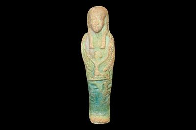 5 1/2" Egyptian Object with Winged Pharaoh on the Chest, New Kingdom, 1550-1069 BC