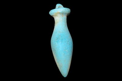 1 5/8" Egyptian Blue Stone Wadj (Papyrus) Amulet, Representing Youth and Physical Health